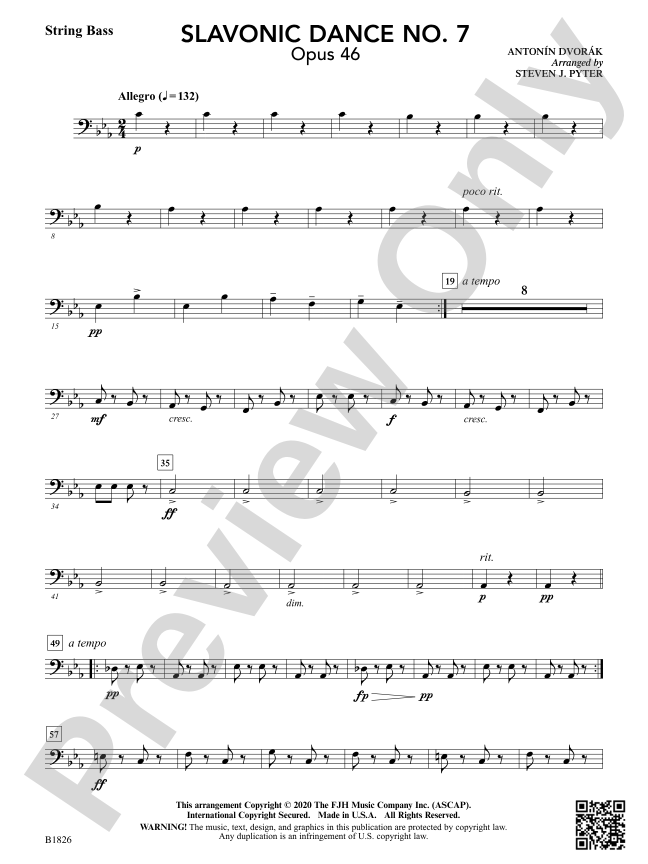 Slavonic Dance No. 7 (Opus 46): String Bass