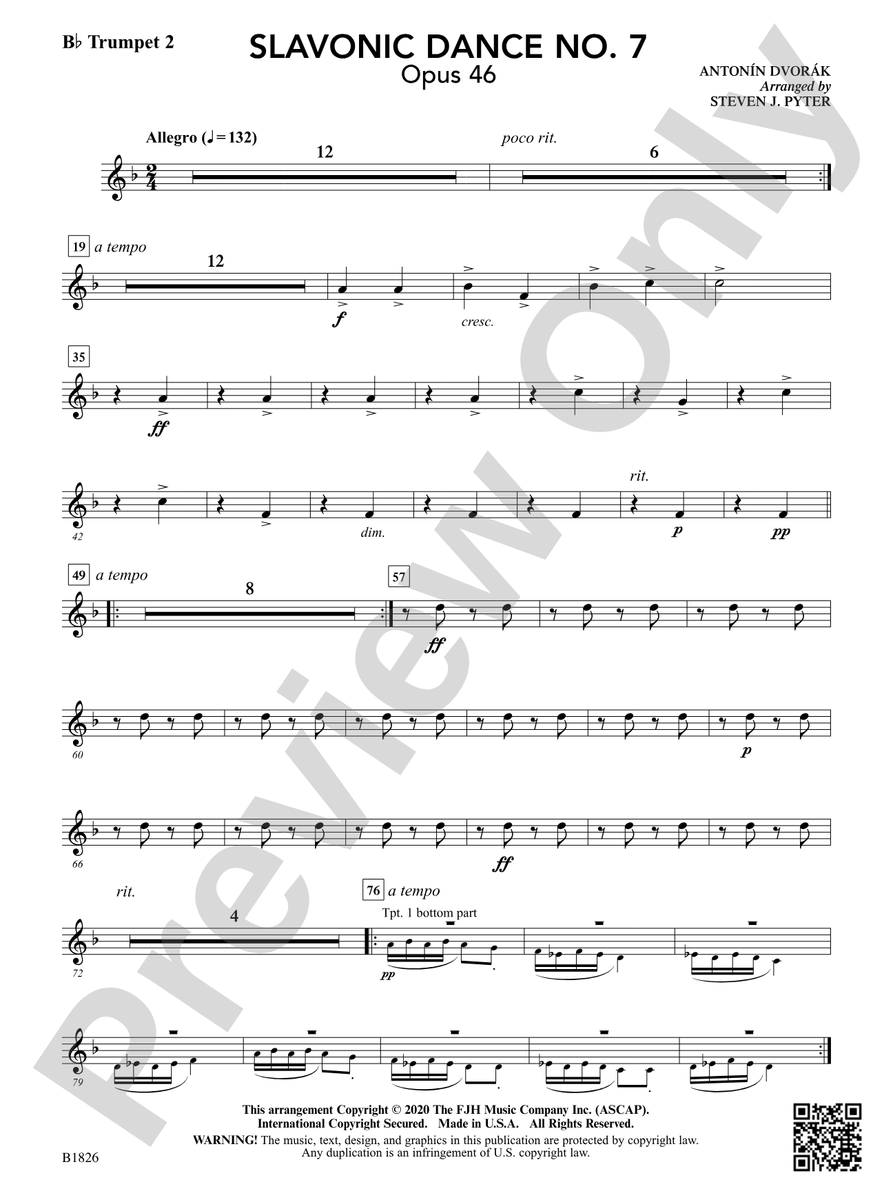 Slavonic Dance No. 7 (Opus 46): B-flat Trumpet 2