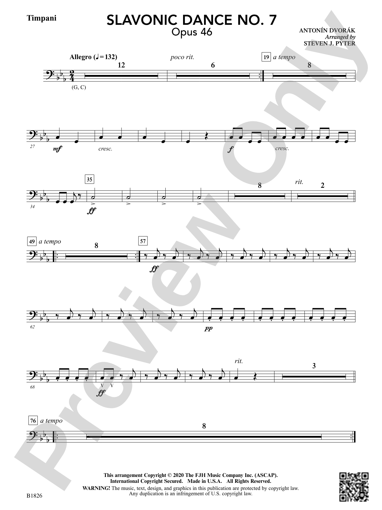 Slavonic Dance No. 7 (Opus 46): Timpani