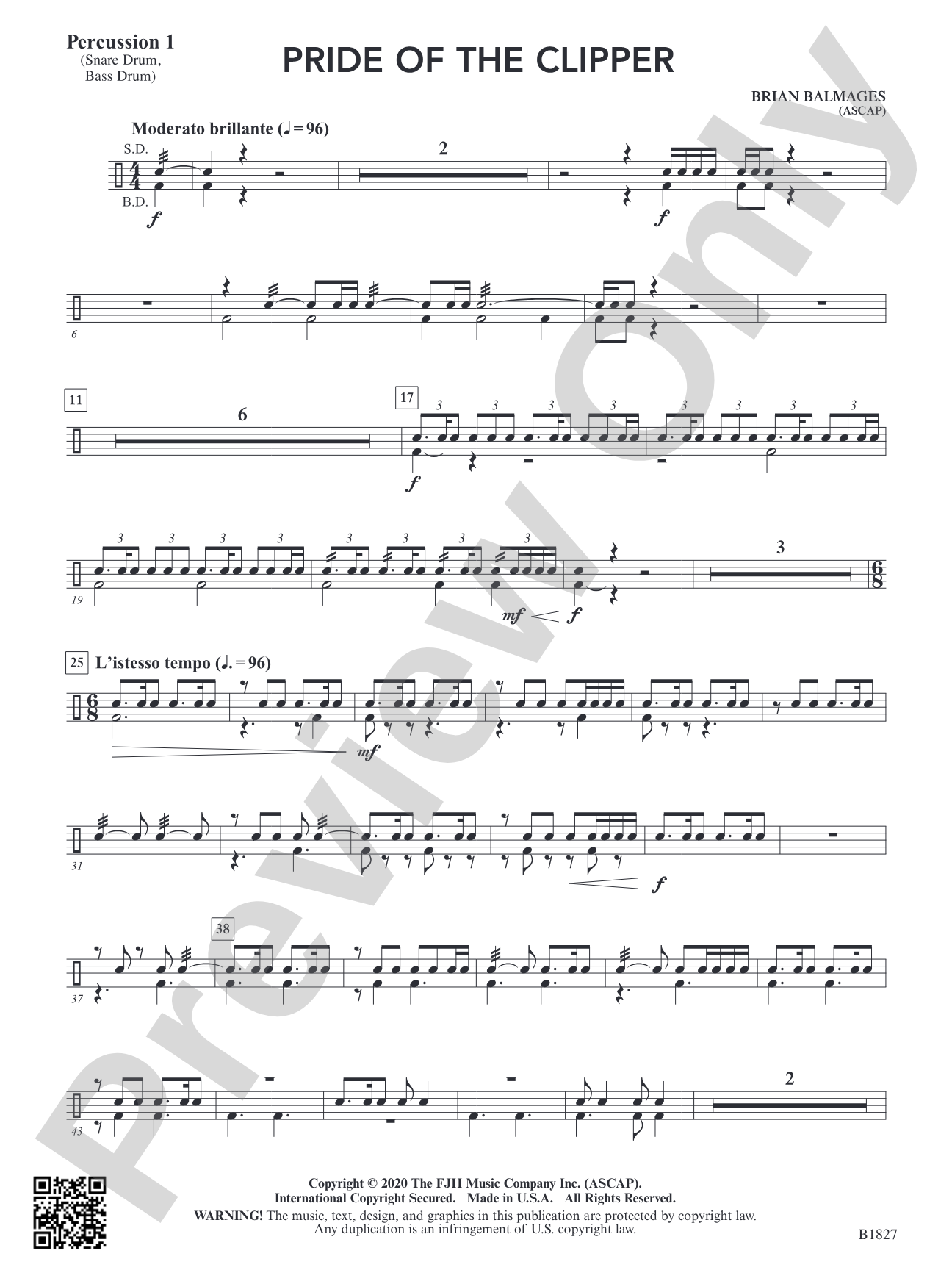 Pride of the Clipper: Percussion 1