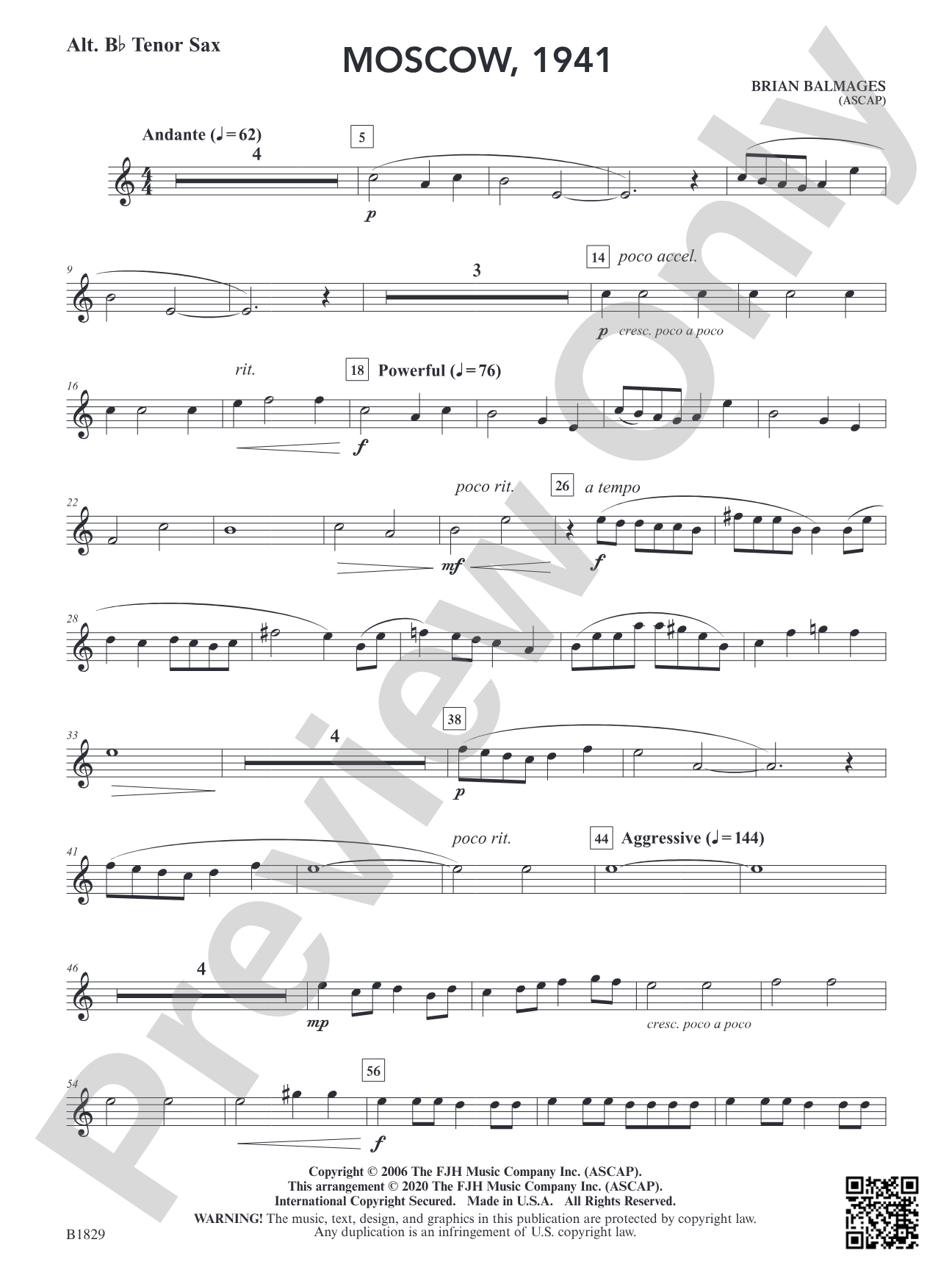 Moscow, 1941: Alt. Tenor Sax
