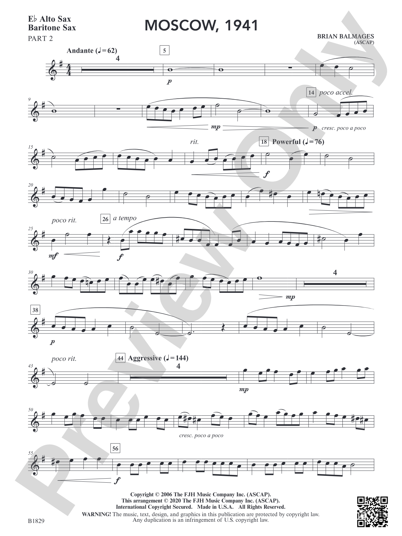 Moscow, 1941: Alto Sax/Bari Sax 2