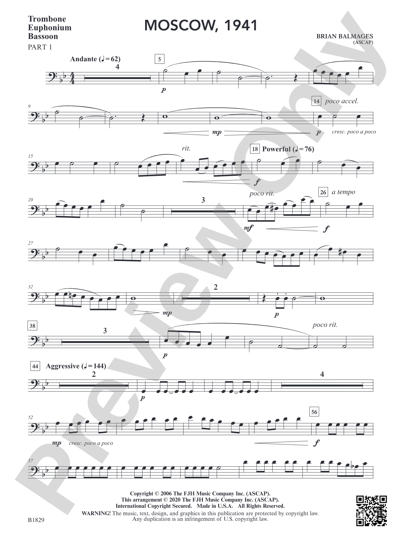 Moscow, 1941: Trombone/Baritone/Bassoon 1