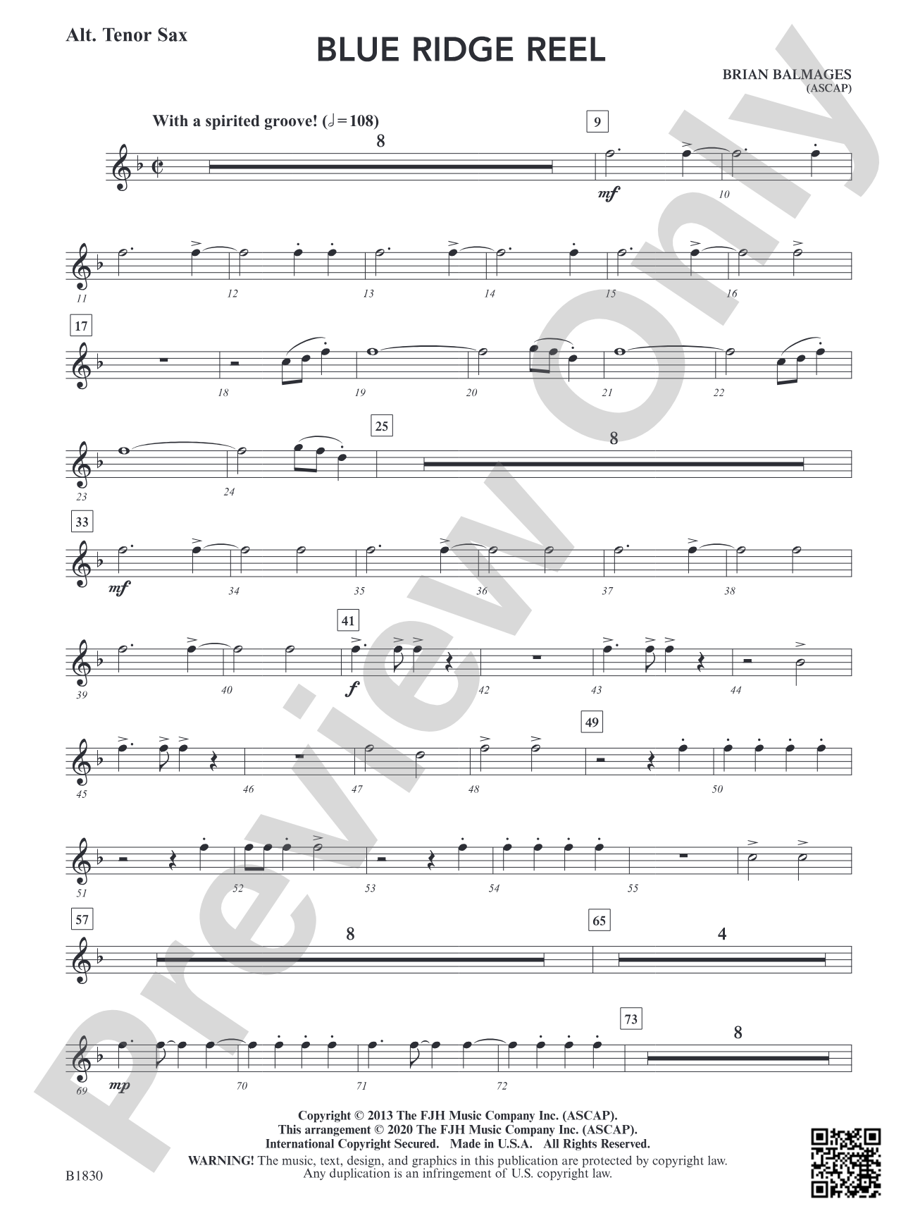 Blue Ridge Reel: Alt. Tenor Sax