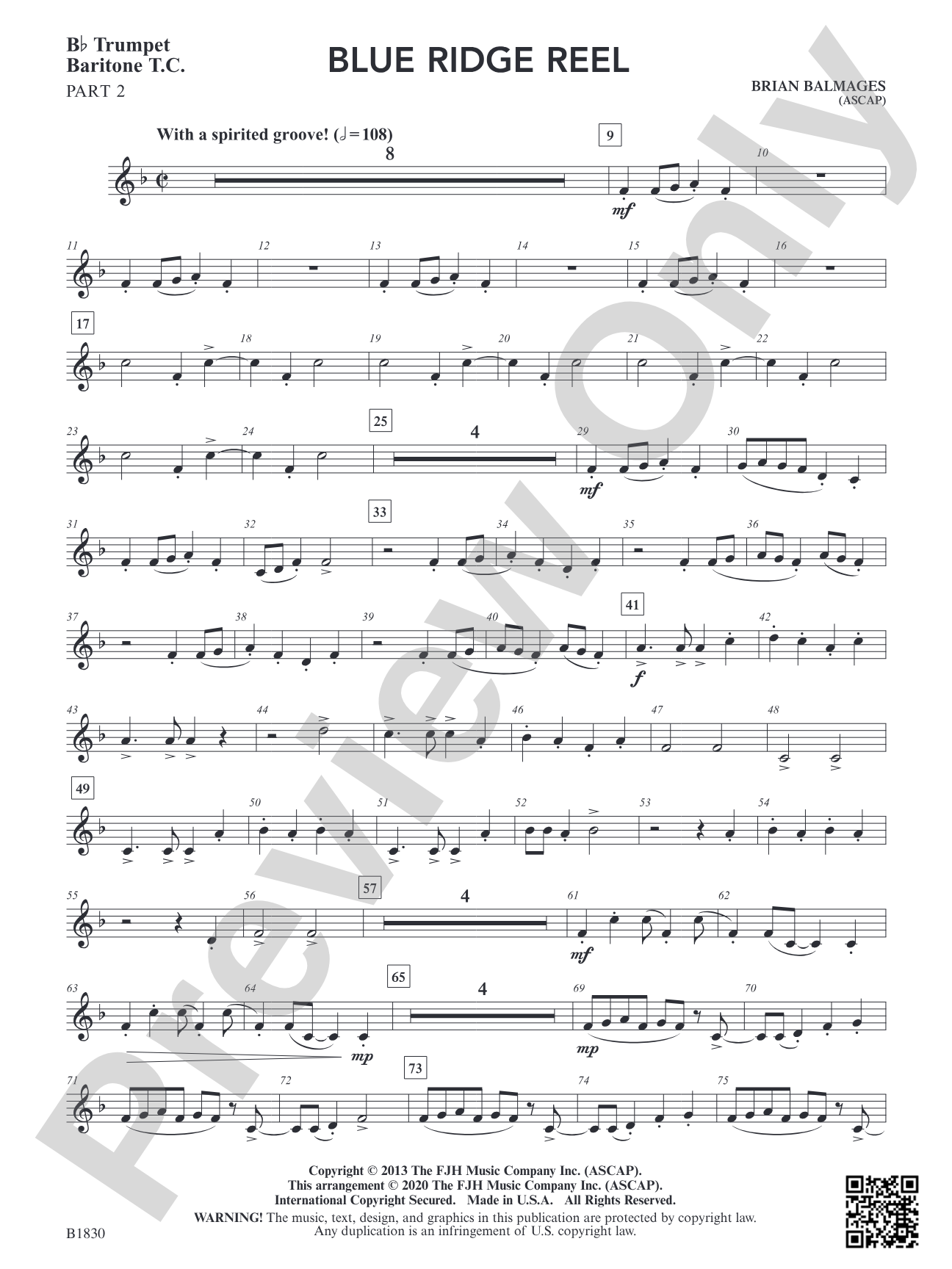 Blue Ridge Reel: Part 2 Trumpet / Baritone T.C.
