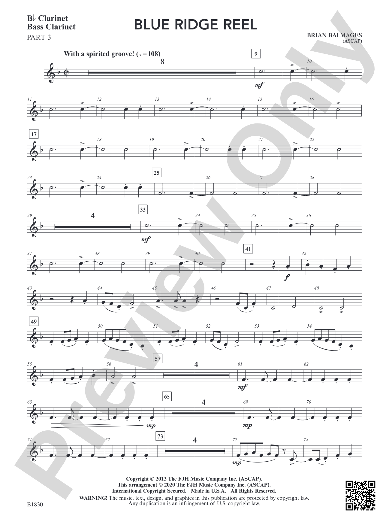 Blue Ridge Reel: Part 3 Clarinet / Bass Clarinet