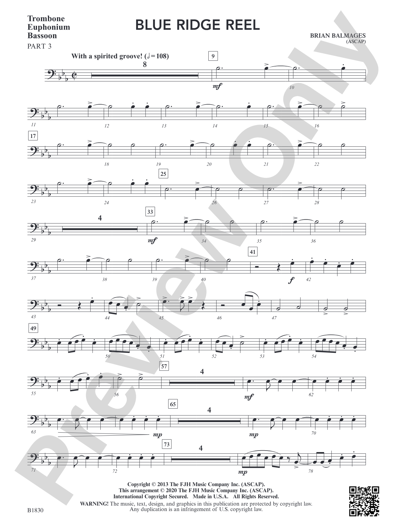 Blue Ridge Reel: Part 3 Trombone / Baritone B.C. / Bassoon