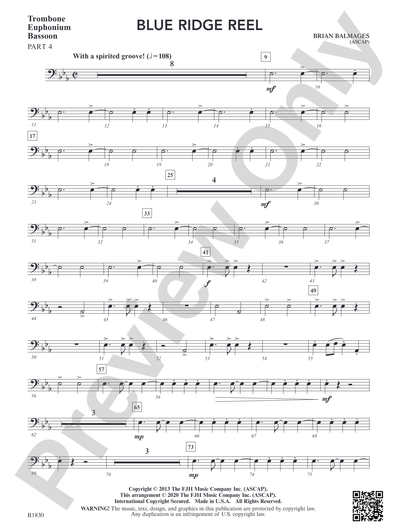 Blue Ridge Reel: Part 4 Trombone / Baritone B.C. / Bassoon