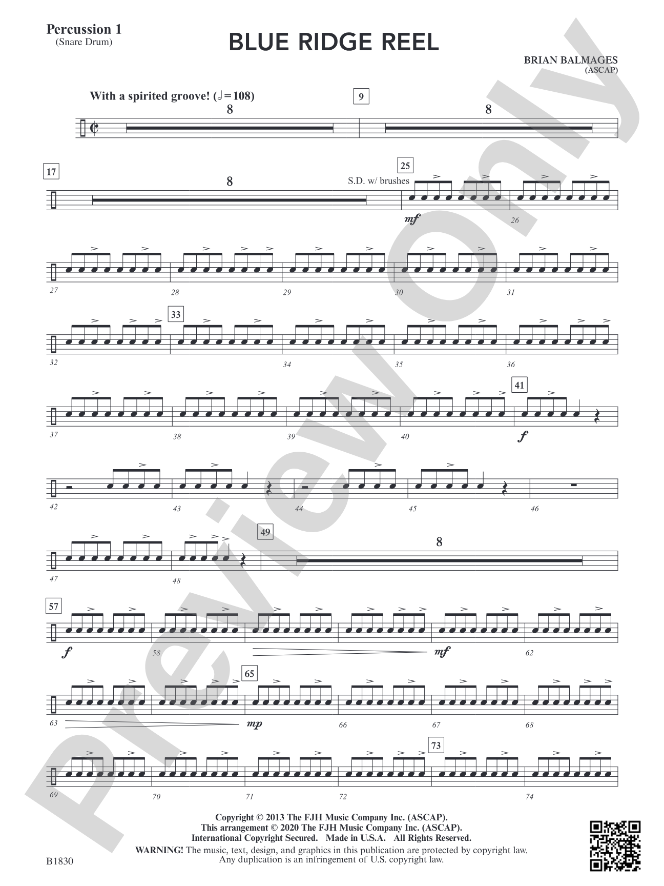 Blue Ridge Reel: Percussion 1