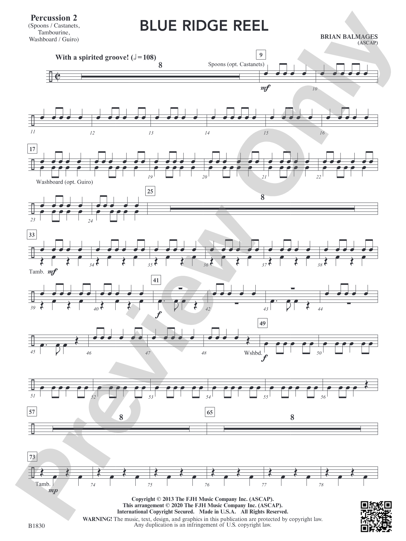 Blue Ridge Reel: Percussion 2