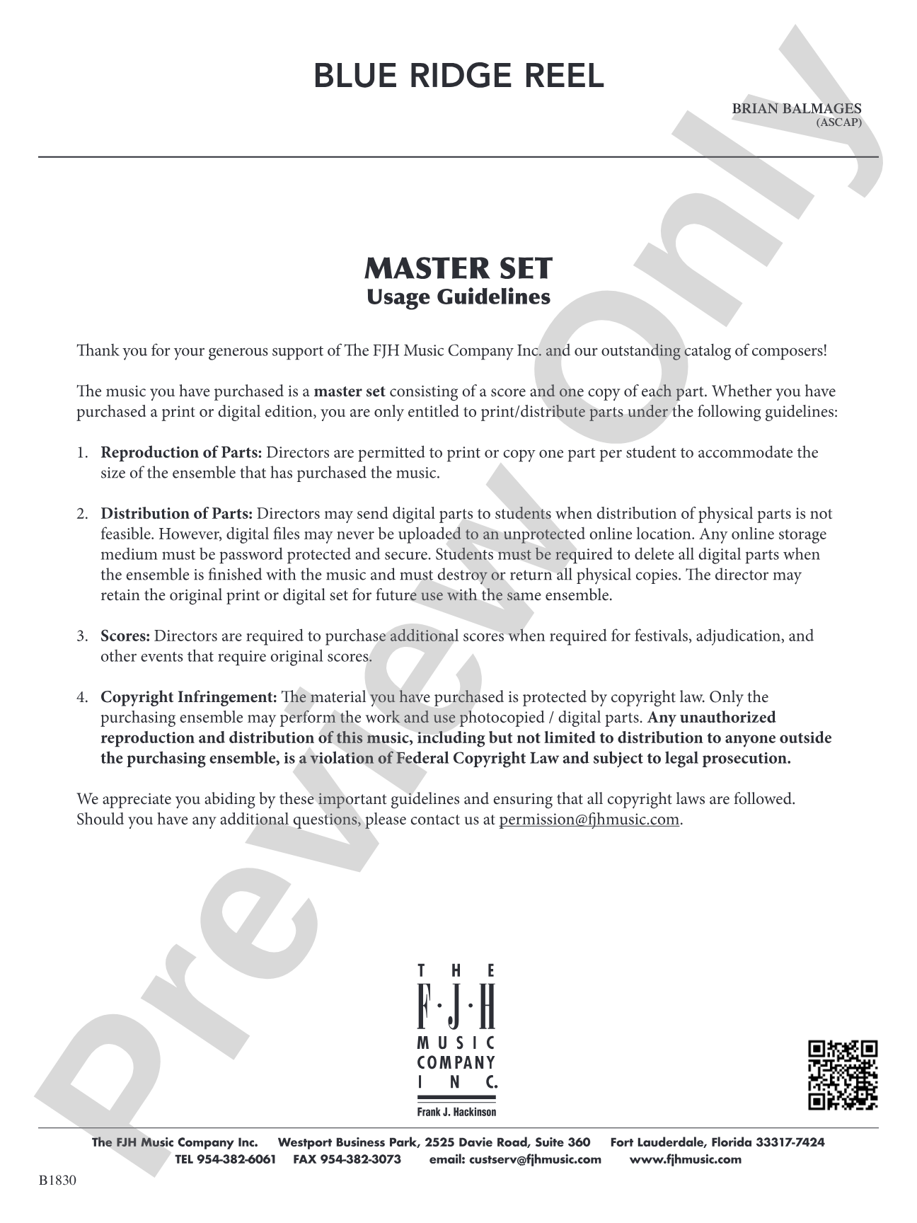 Blue Ridge Reel: Usage Guidelines