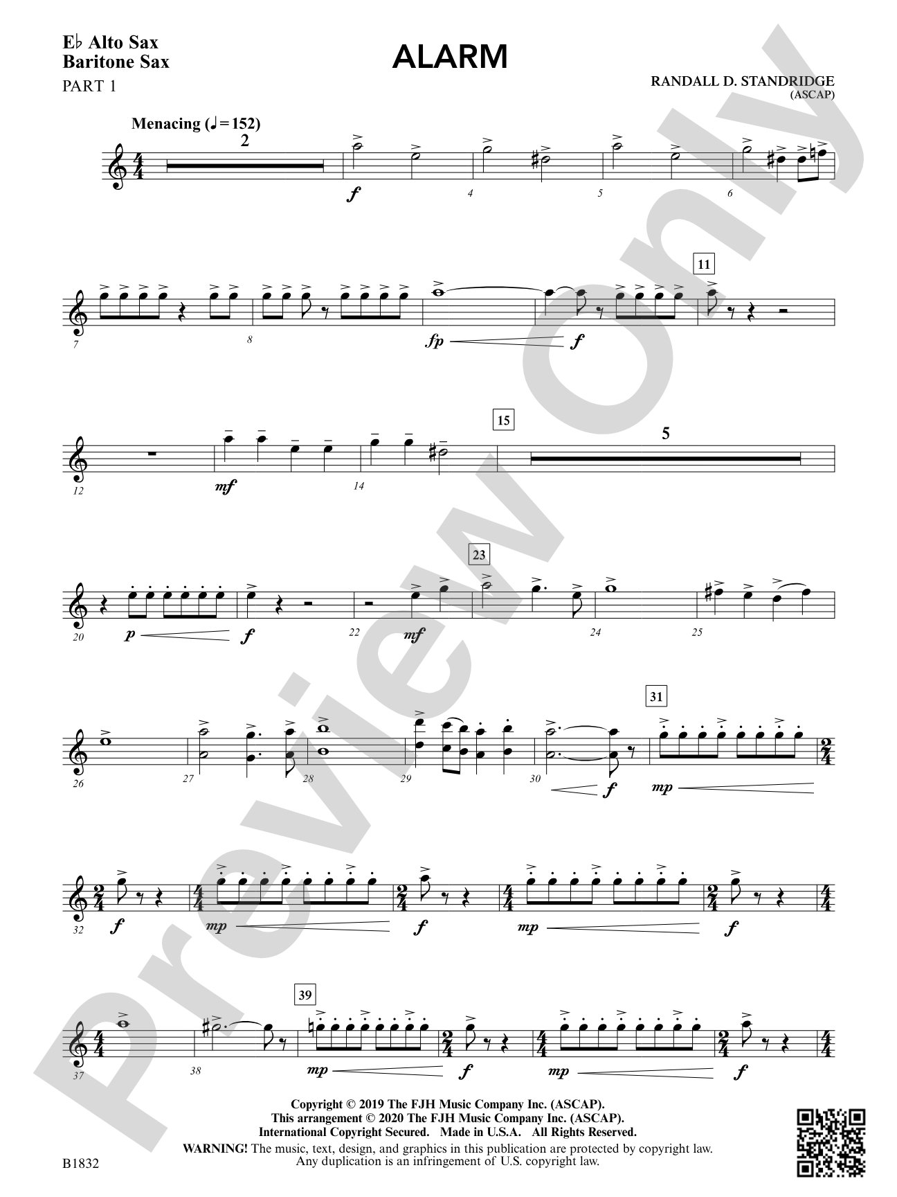 Alarm: Alto Saxophone / Baritone Saxophone 1