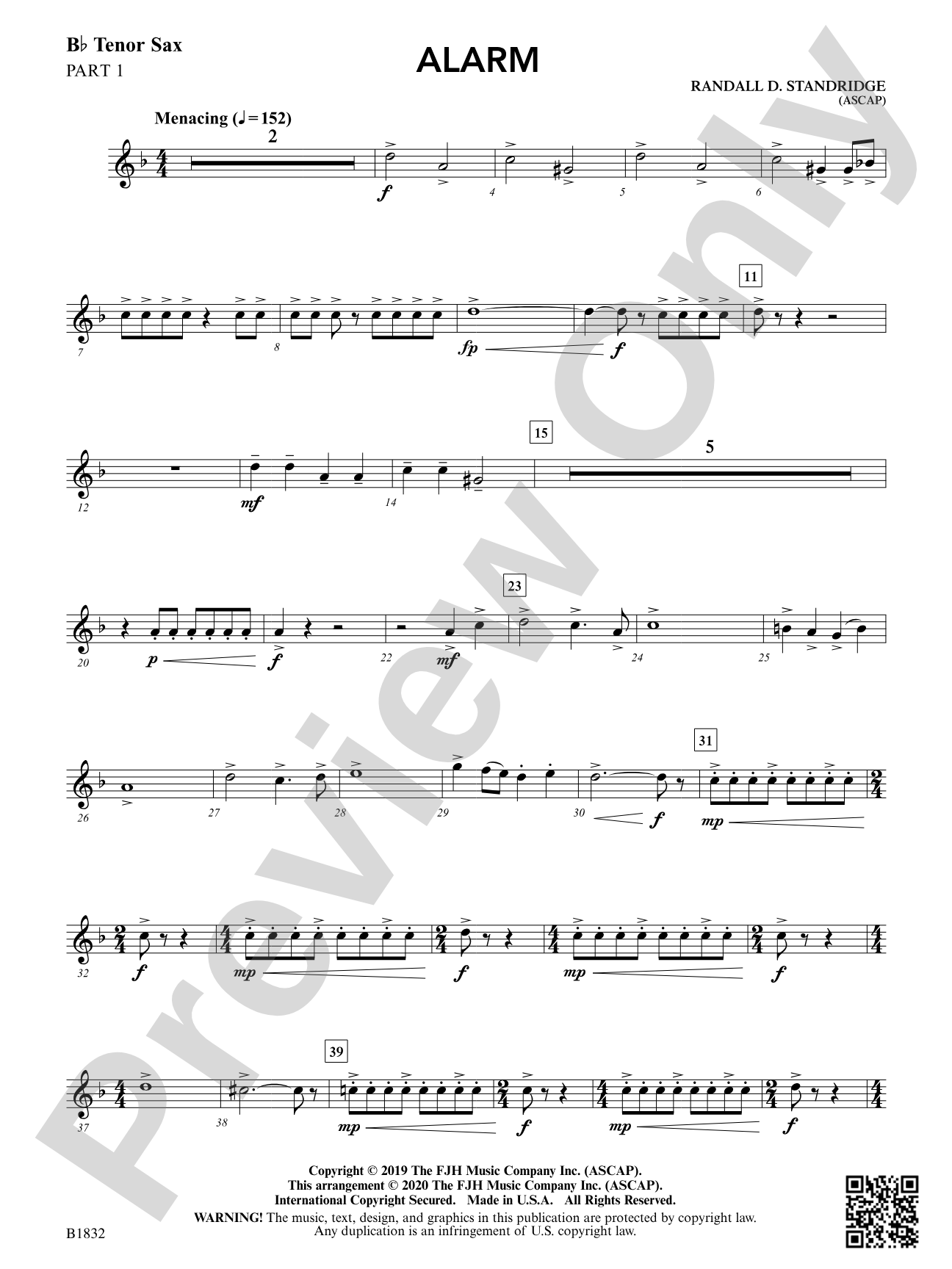 Alarm: B-flat Tenor Saxophone 1