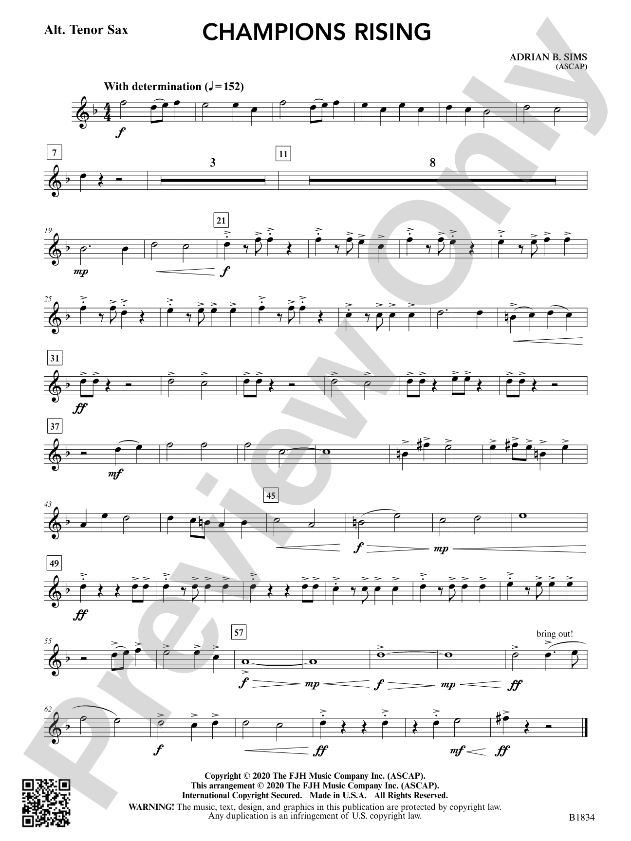 Champions Rising: Alt. B-flat Tenor Saxophone