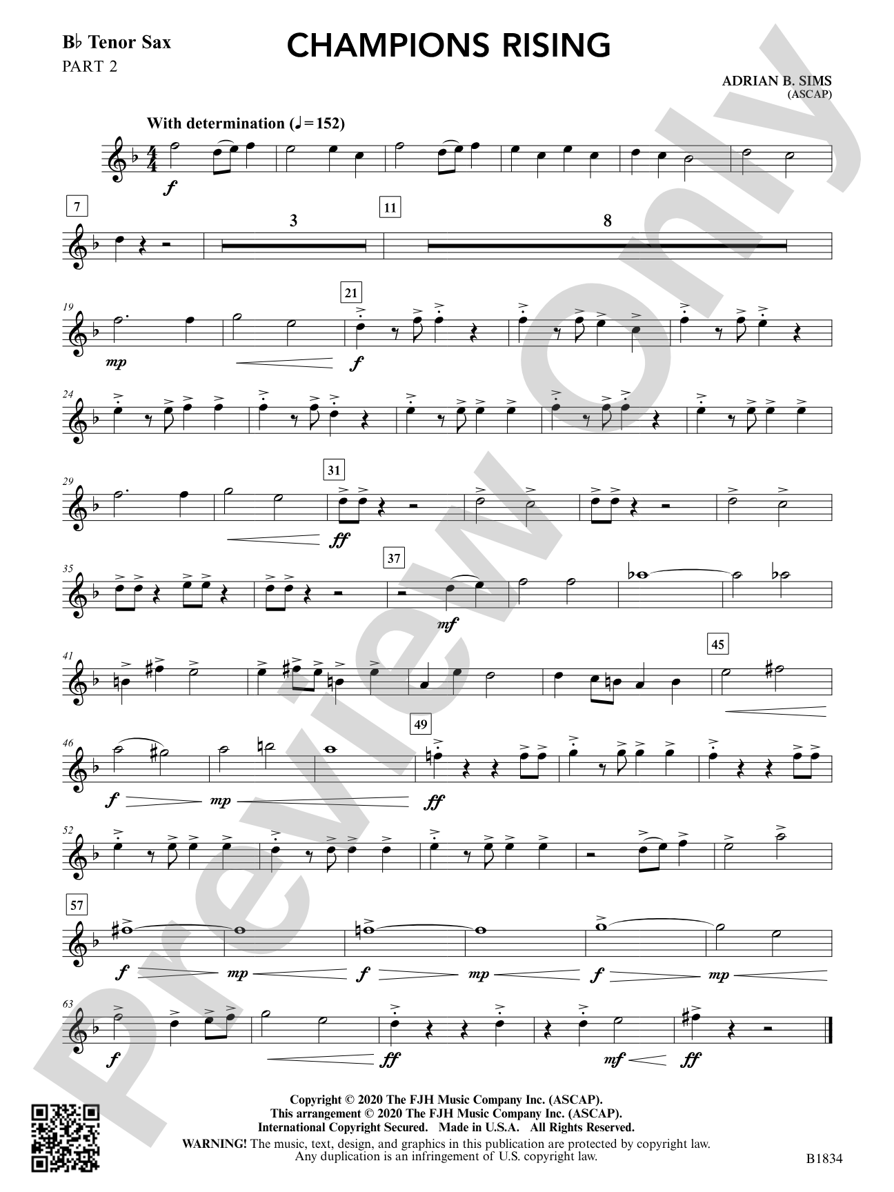 Champions Rising: Part 2 - B-flat Tenor Saxophone