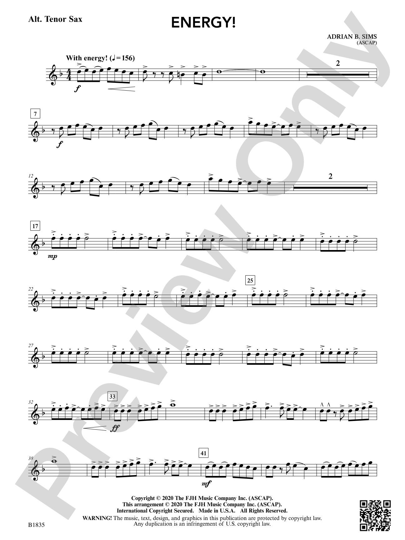 Energy!: Alt. B-flat Tenor Saxophone
