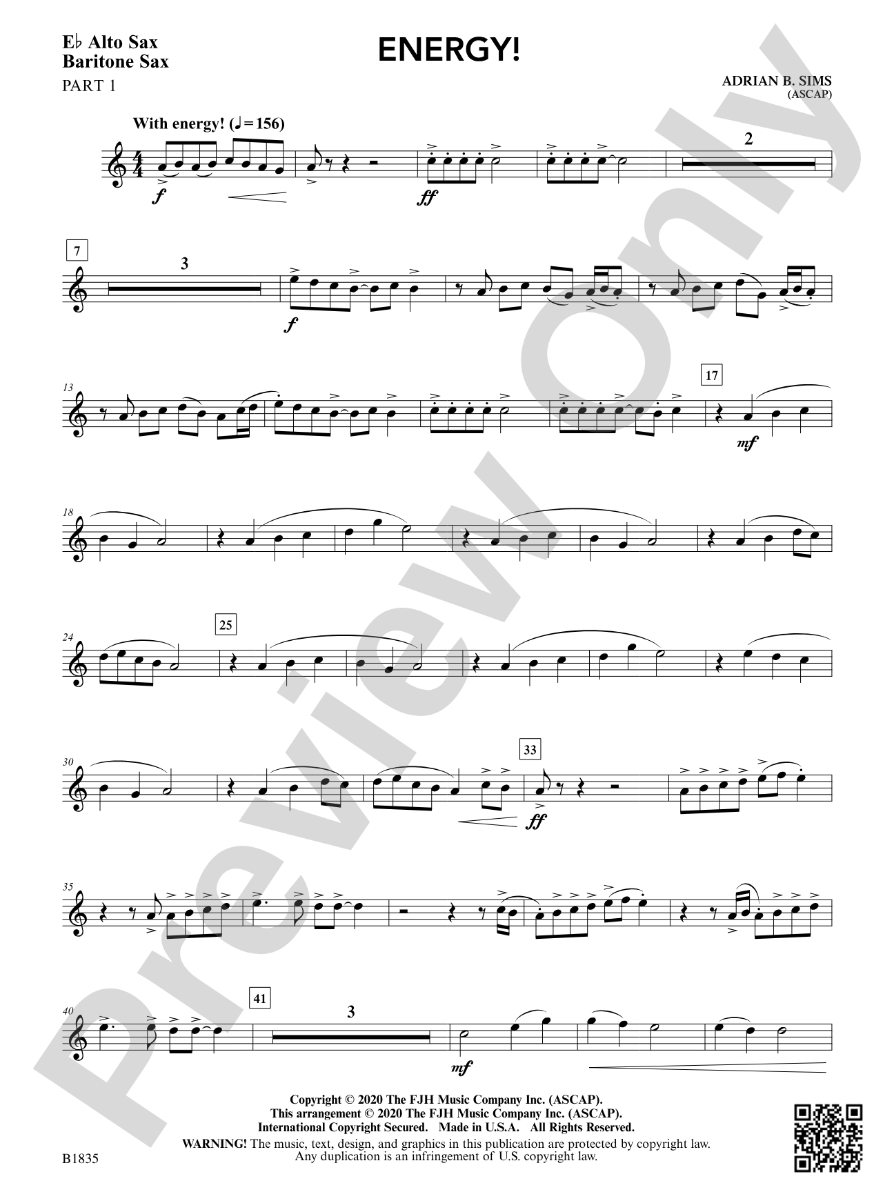 Energy!: Part 1 - E-flat Alto Sax / Baritone Sax