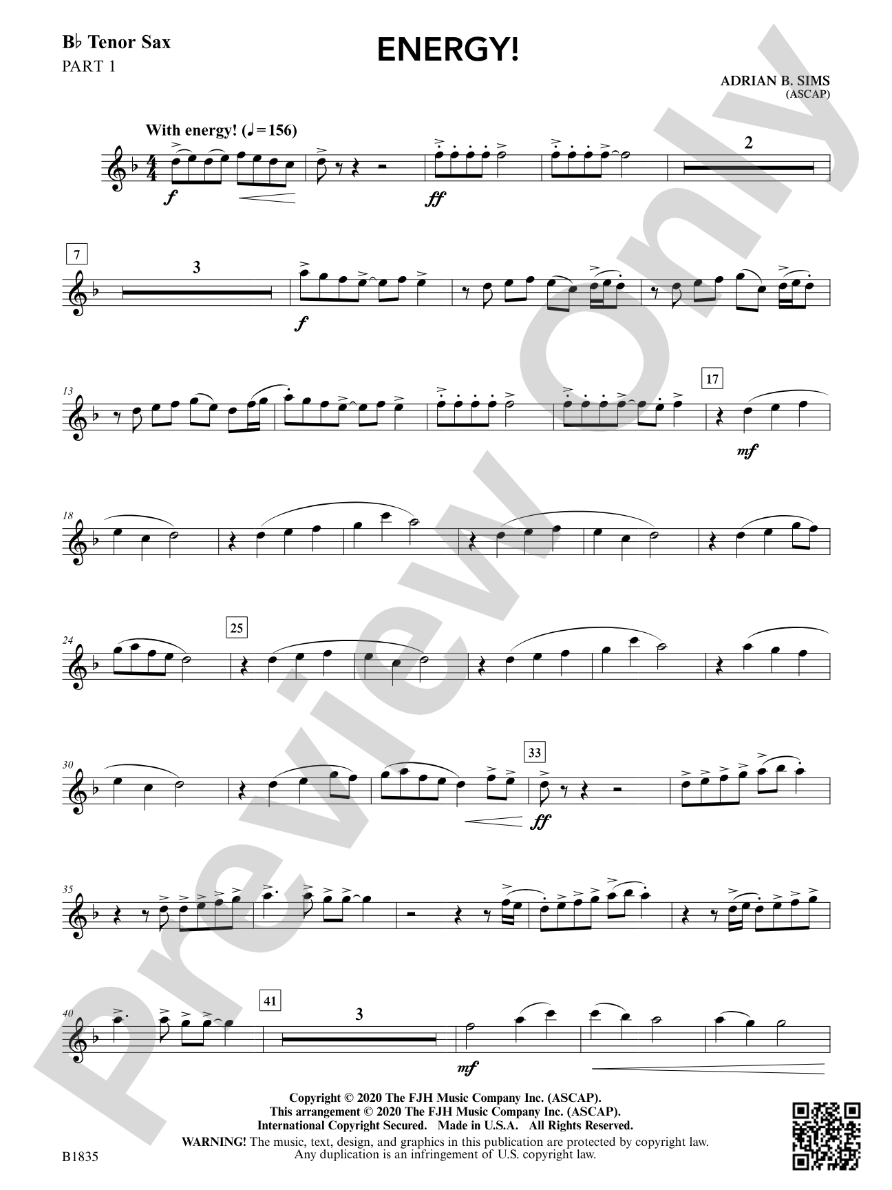 Energy!: Part 1 - B-flat Tenor Saxophone