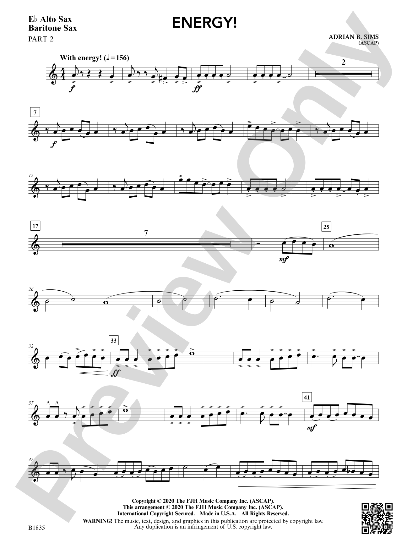 Energy!: Part 2 - E-flat Alto Sax / Baritone Sax