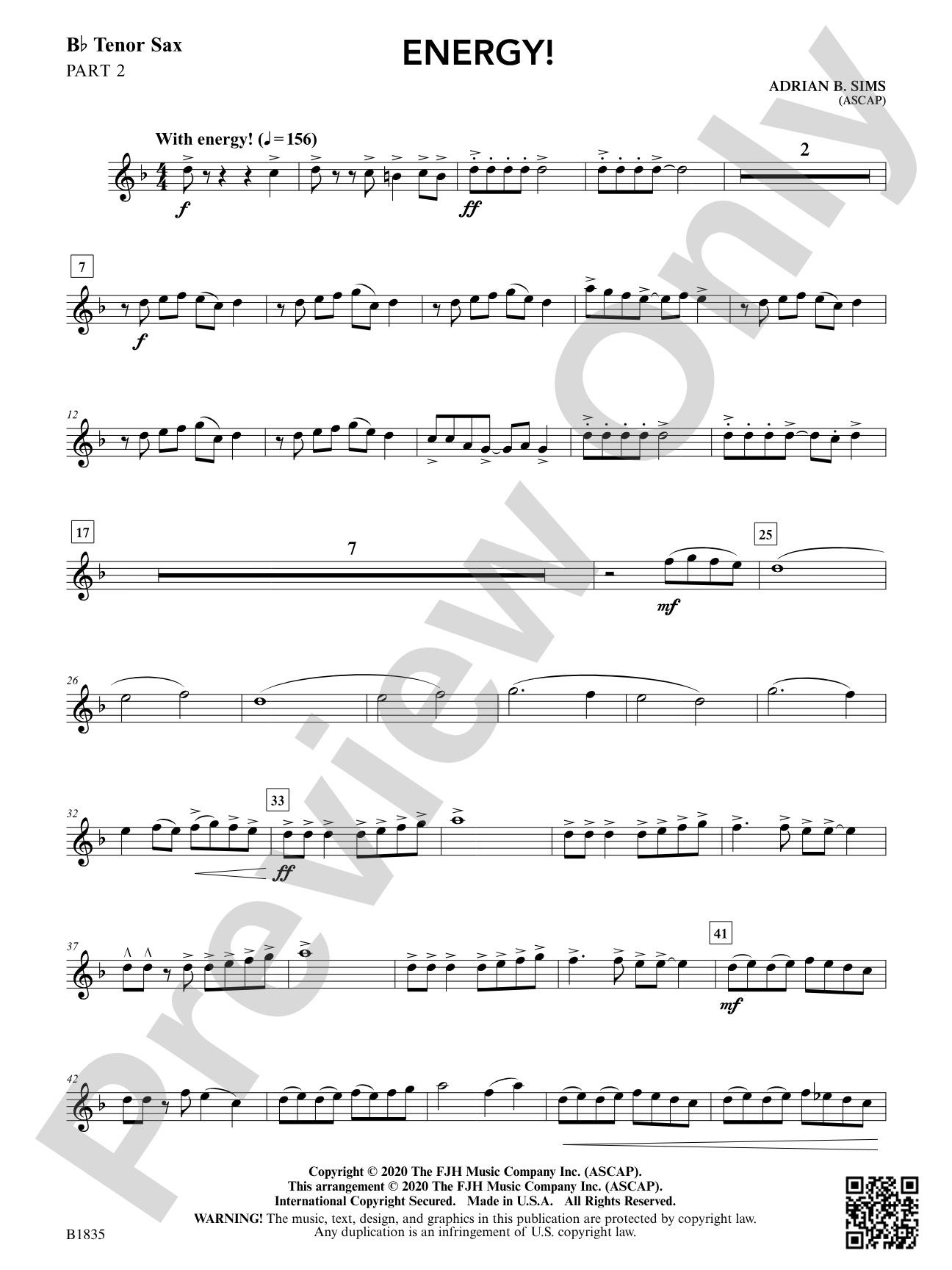 Energy!: Part 2 - B-flat Tenor Saxophone