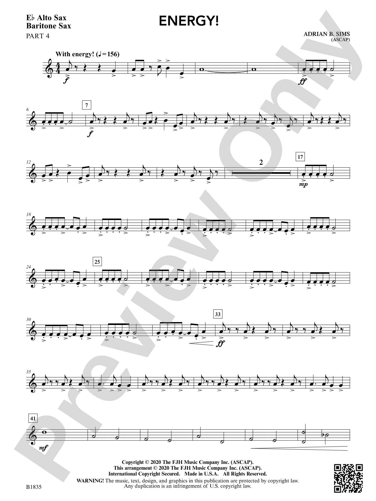 Energy!: Part 4 - E-flat Alto Sax / Baritone Sax