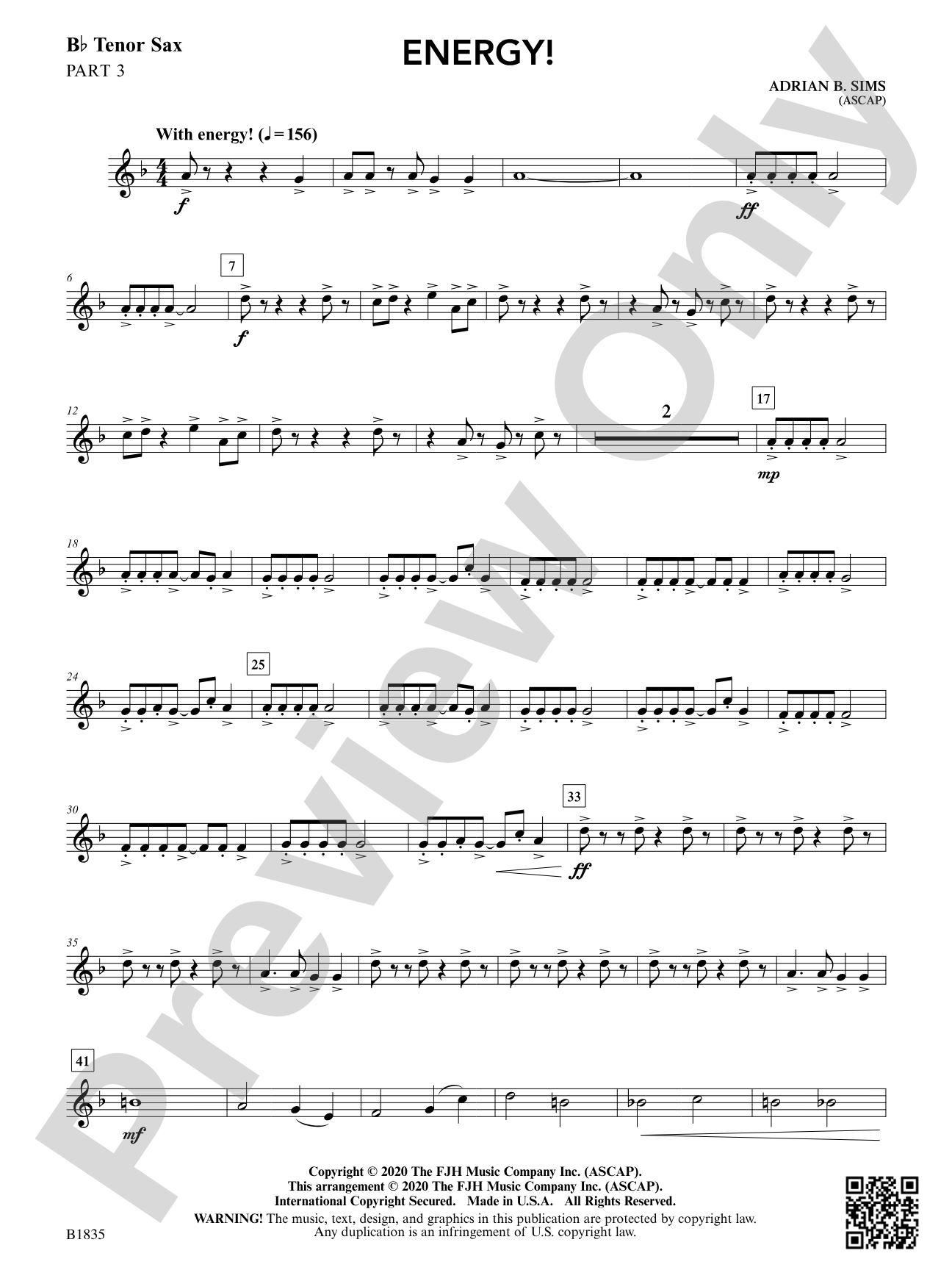 Energy!: Part 3 - B-flat Tenor Saxophone