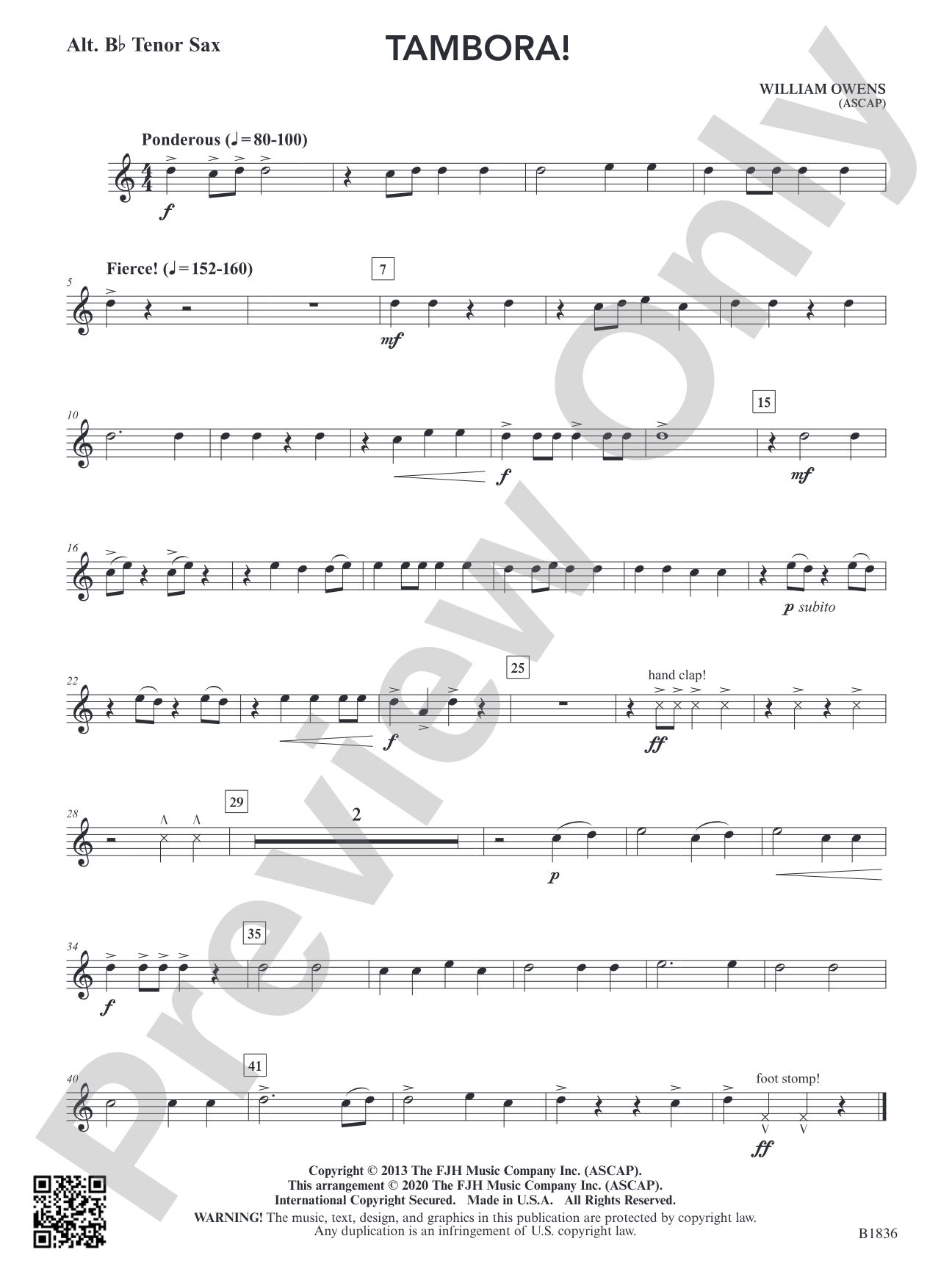 Tambora!: Alt. Tenor Sax