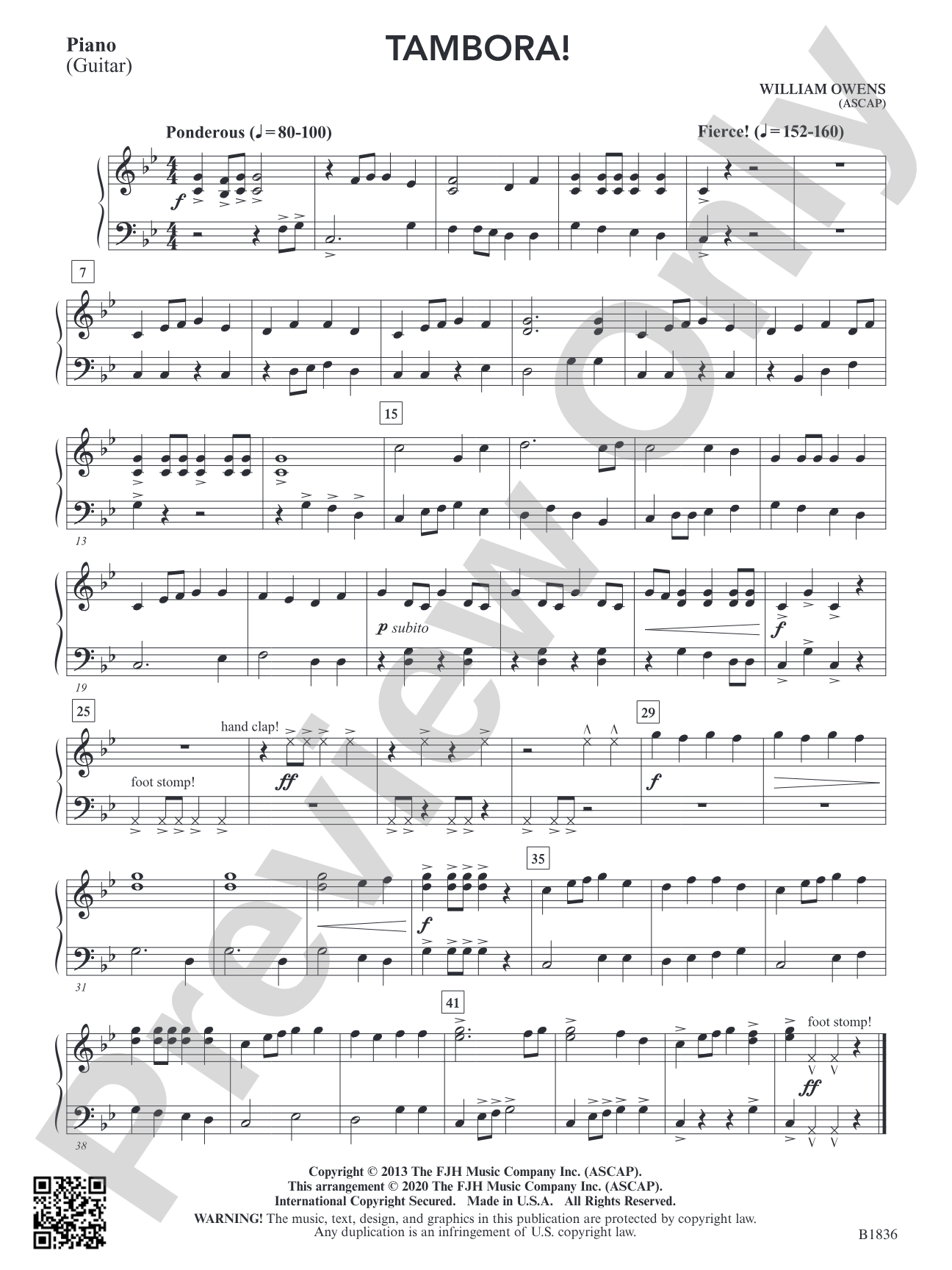 Tambora!: Piano/Guitar