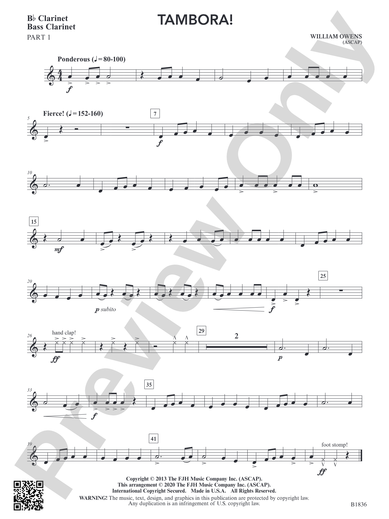 Tambora!: Part 1 Clarinet / Bass Clarinet