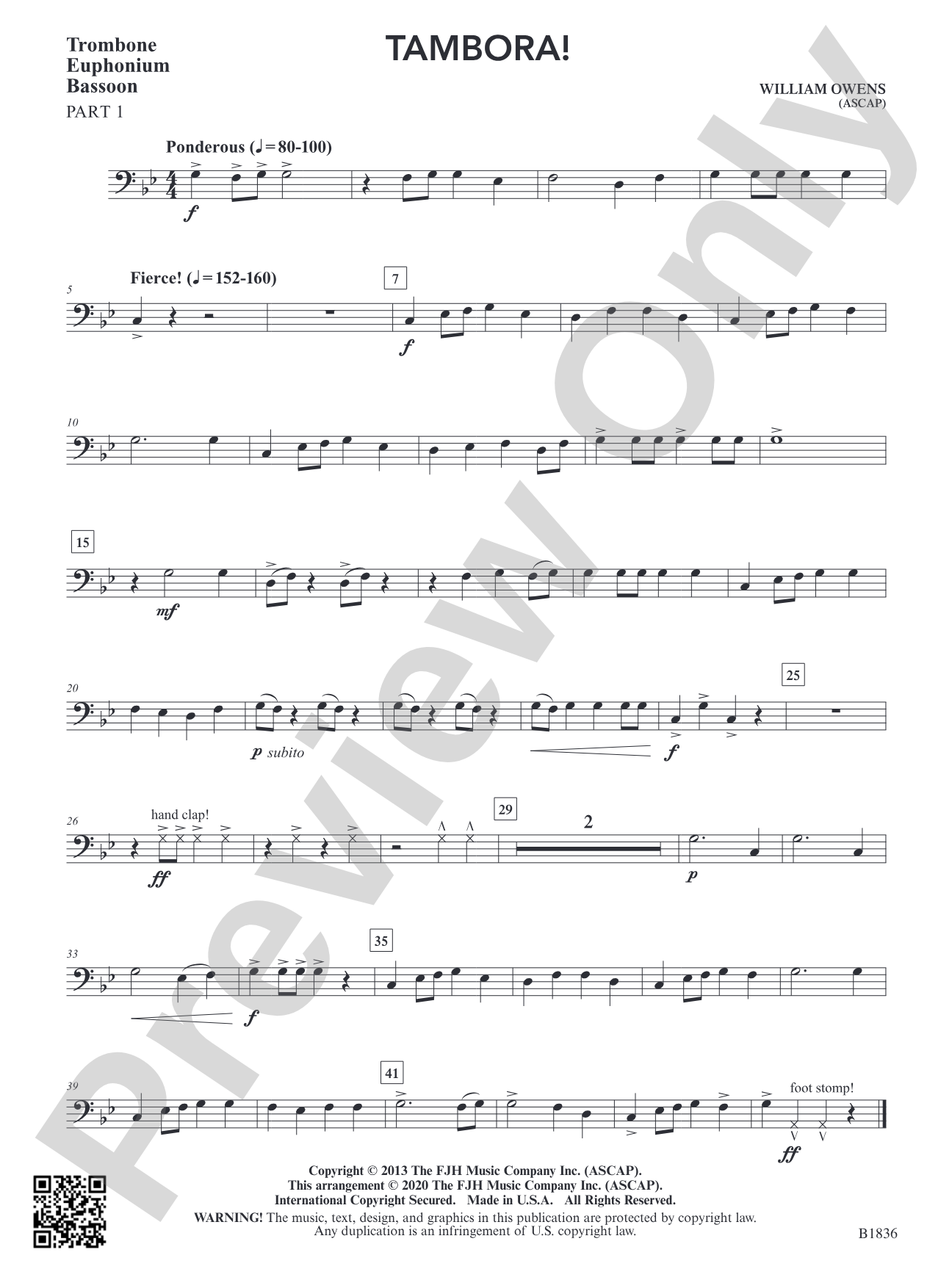 Tambora!: Part 1 Trombone / Baritone B.C. / Bassoon