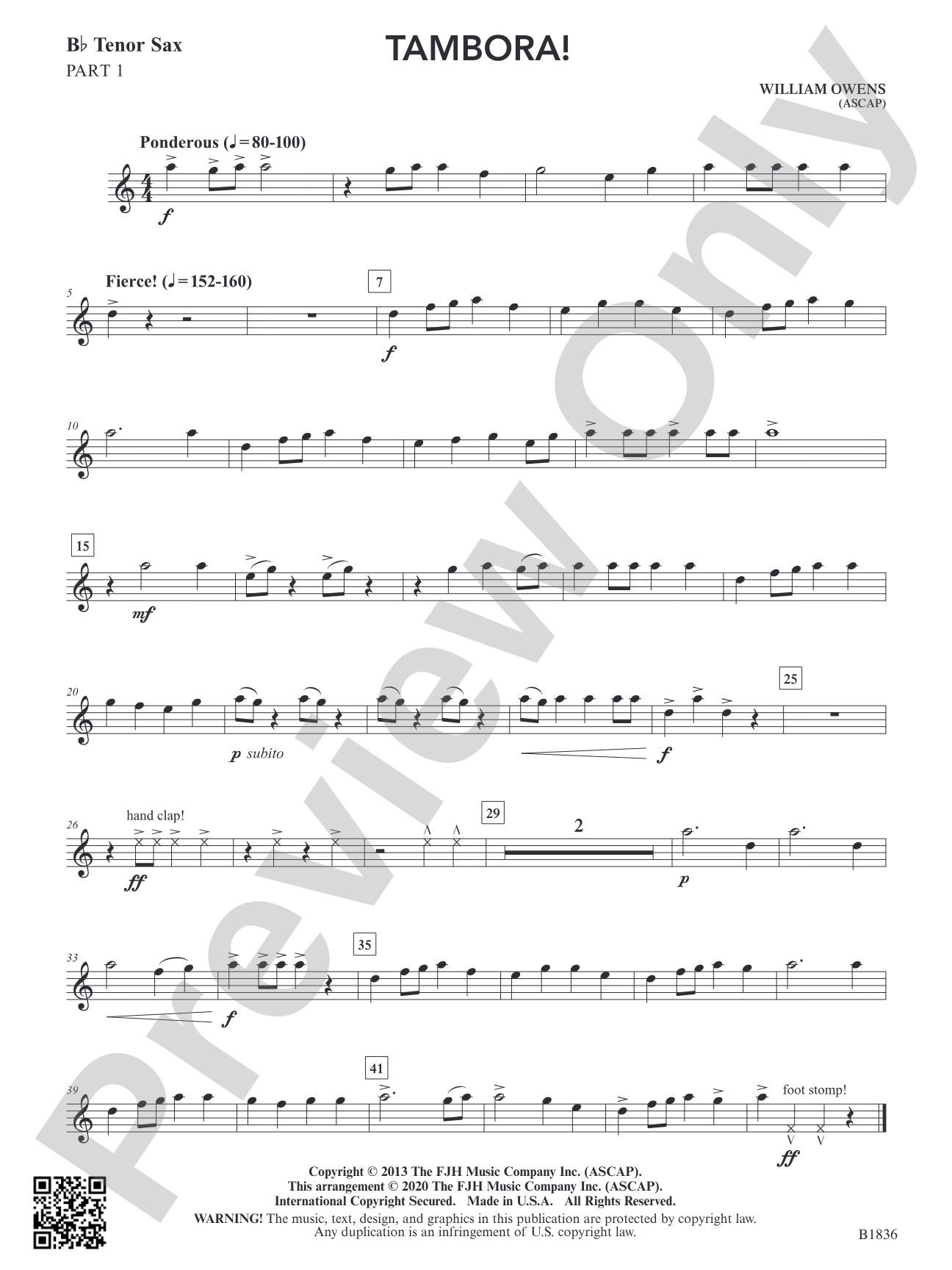 Tambora!: Part 1 Tenor Sax