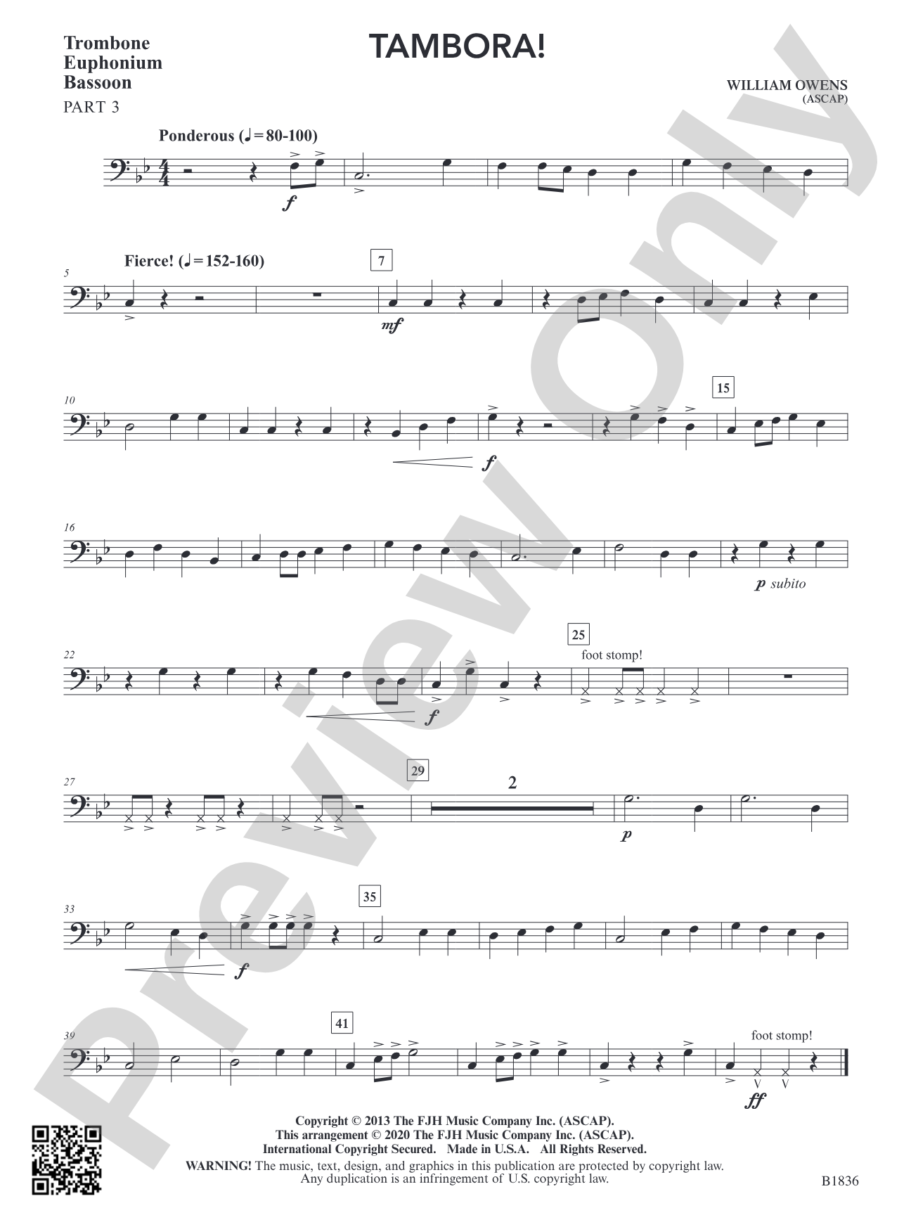 Tambora!: Part 3 Trombone / Baritone B.C. / Bassoon