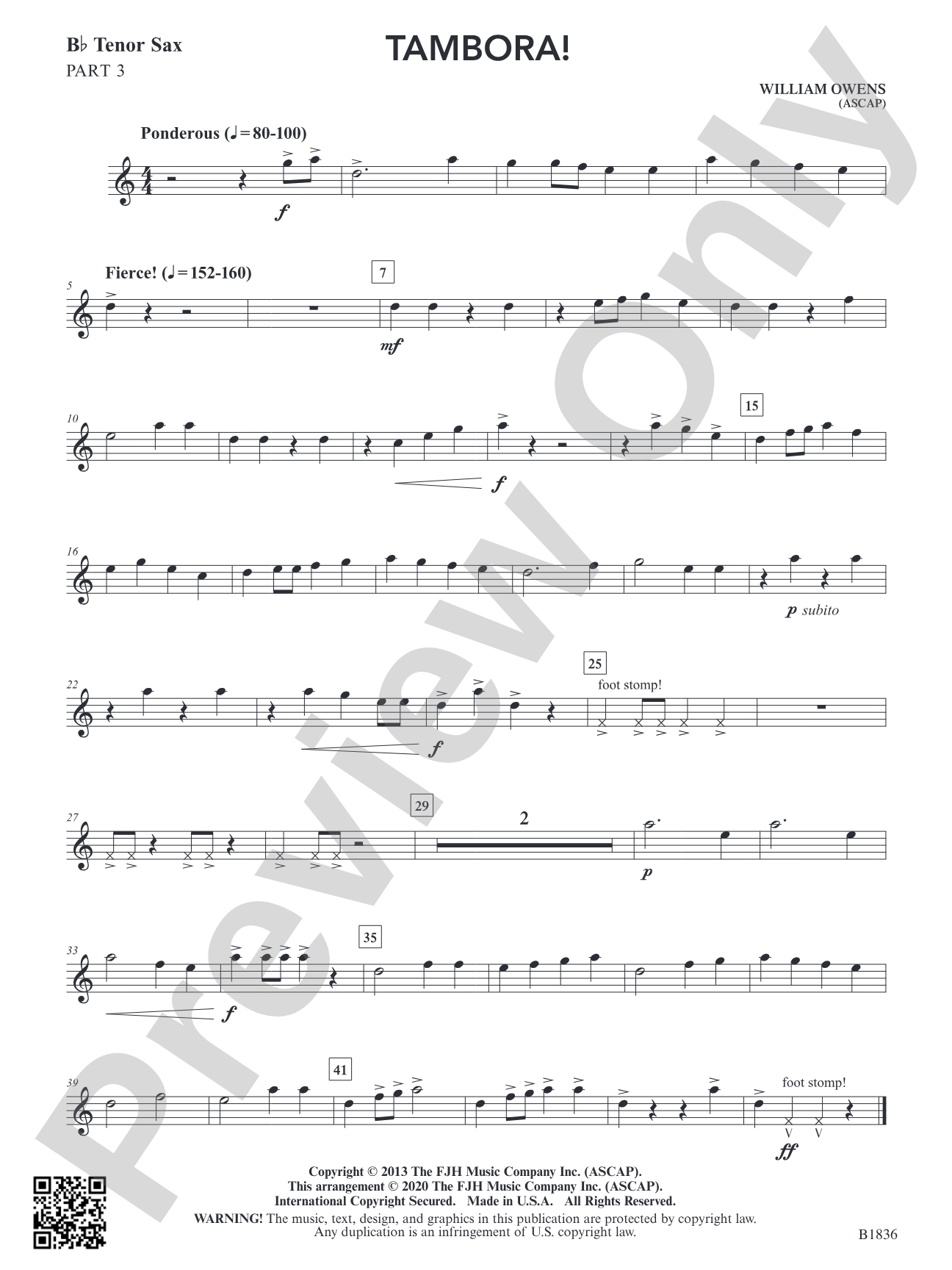 Tambora!: Part 3 Tenor Sax