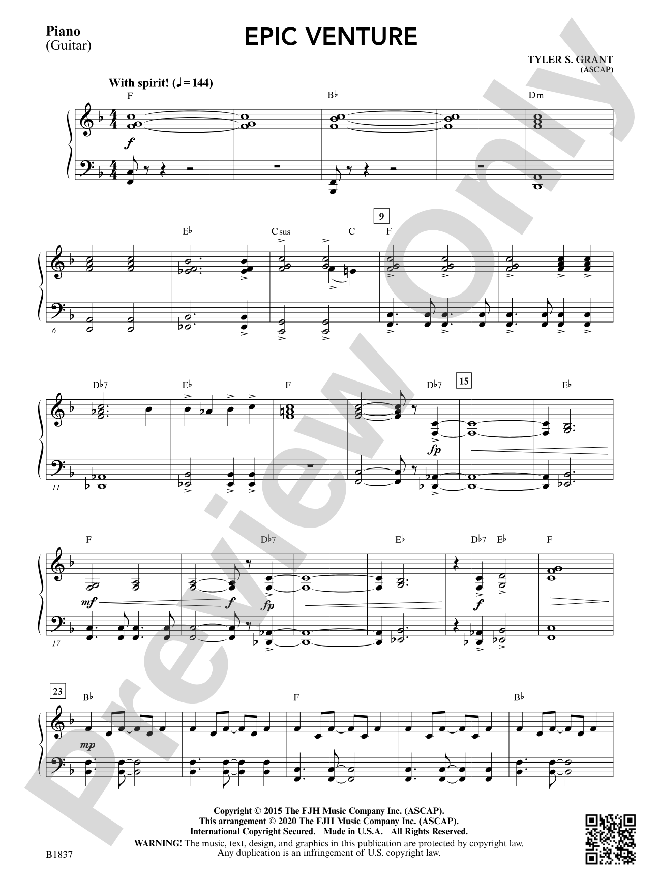 Epic Venture: Piano / Guitar