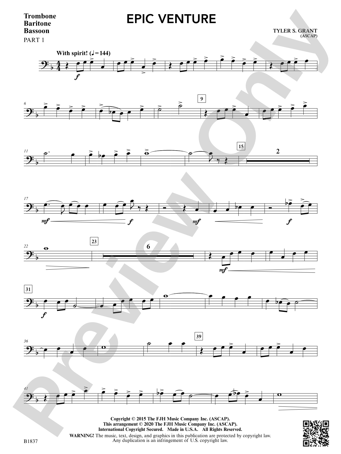 Epic Venture: Part 1 - Trombone / Euphonium / Bassoon
