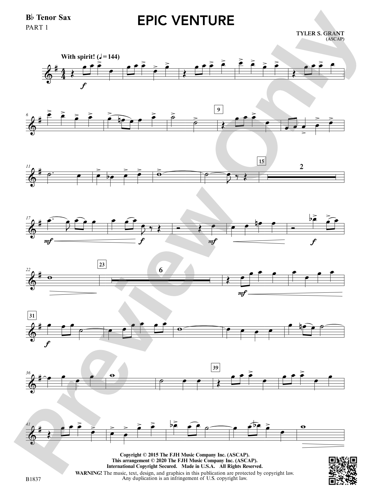 Epic Venture: Part 1 - B-flat Tenor Saxophone