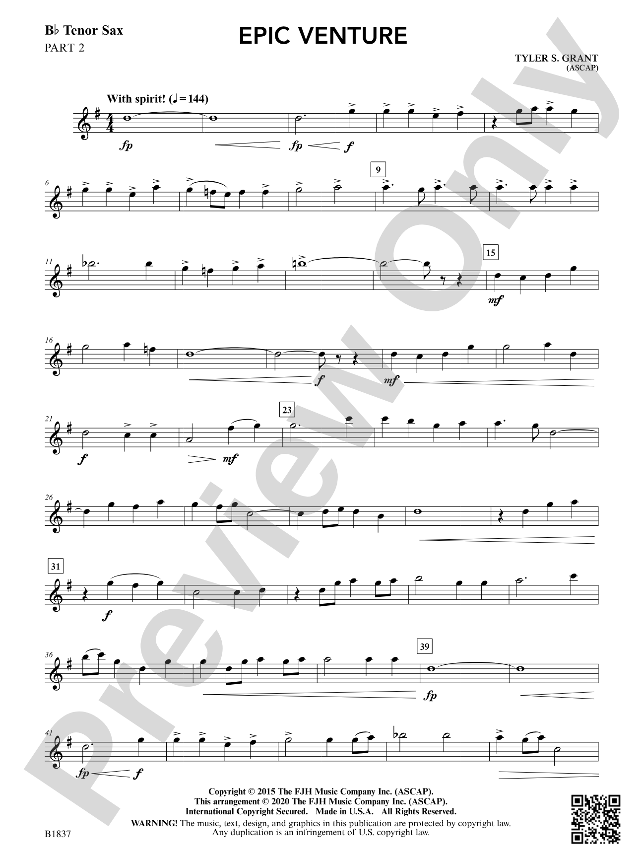 Epic Venture: Part 2 - B-flat Tenor Saxophone