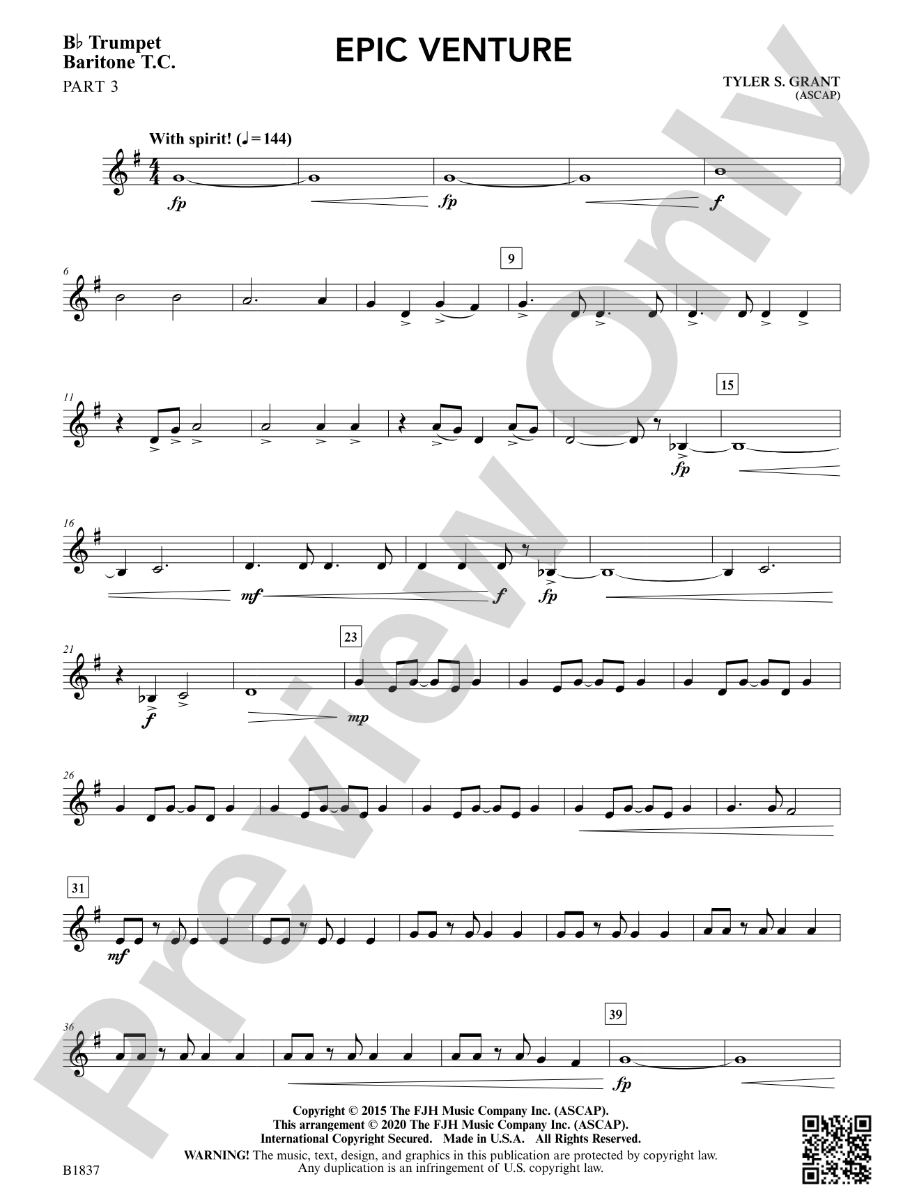 Epic Venture: Part 3 - B-flat Trumpet / Baritone T.C.