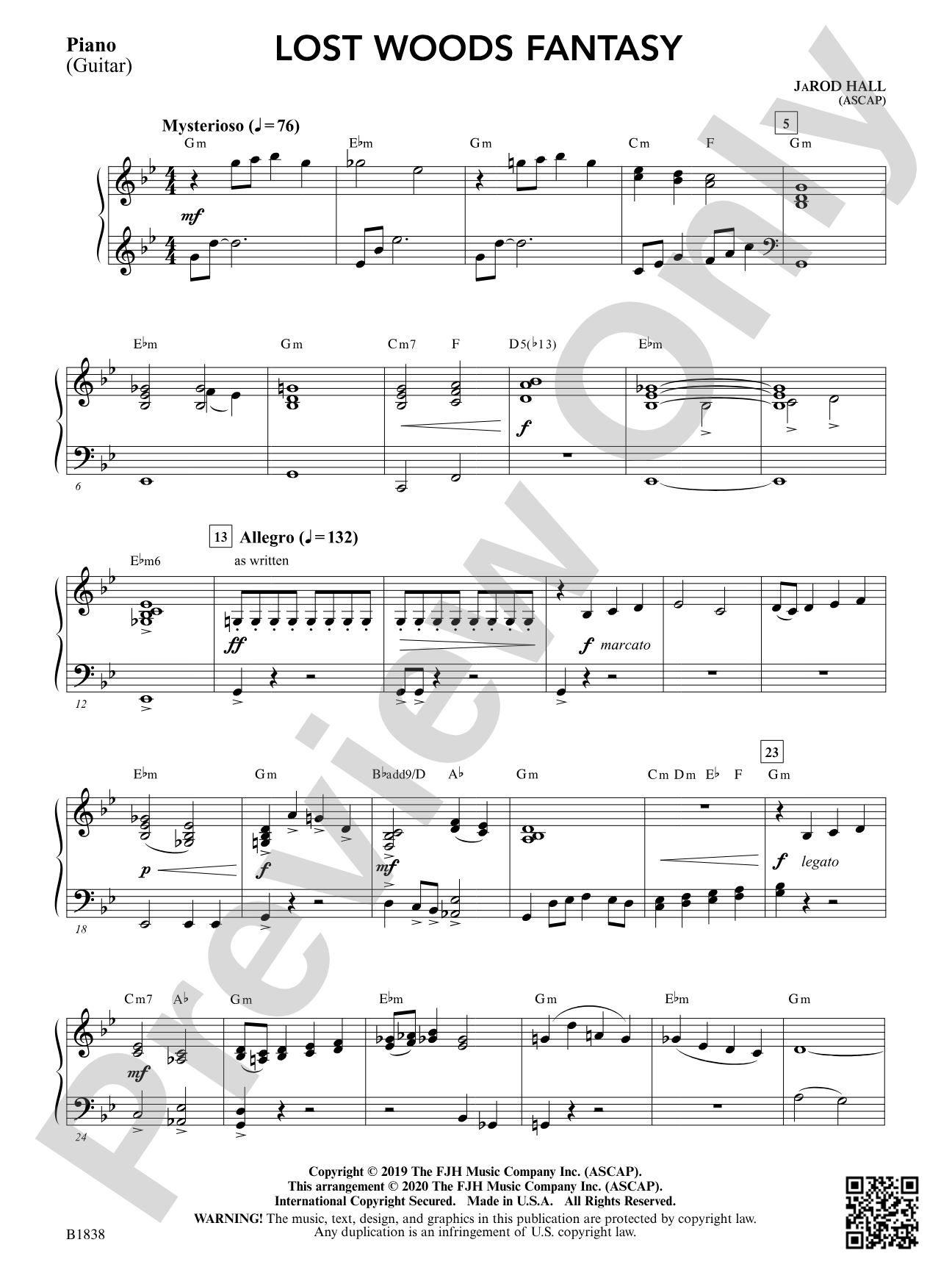 Lost Woods Fantasy: Piano / Guitar