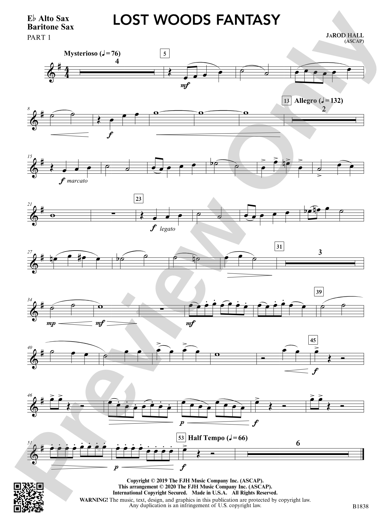 Lost Woods Fantasy: Part 1 - E-flat Alto Sax / Baritone Sax