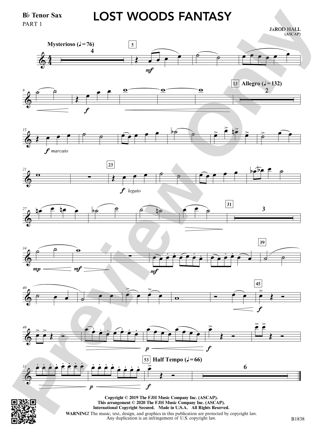 Lost Woods Fantasy: Part 1 - B-flat Tenor Saxophone