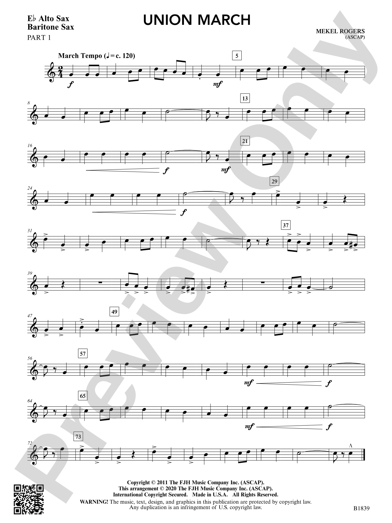 Union March: Part 1 - E-flat Instruments