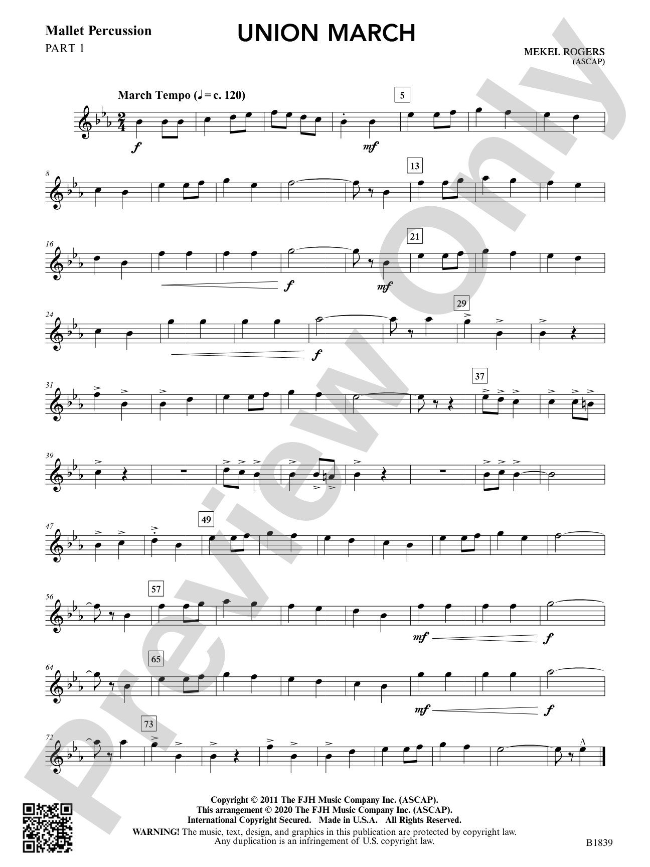 Union March: Part 1 - Mallet Percussion
