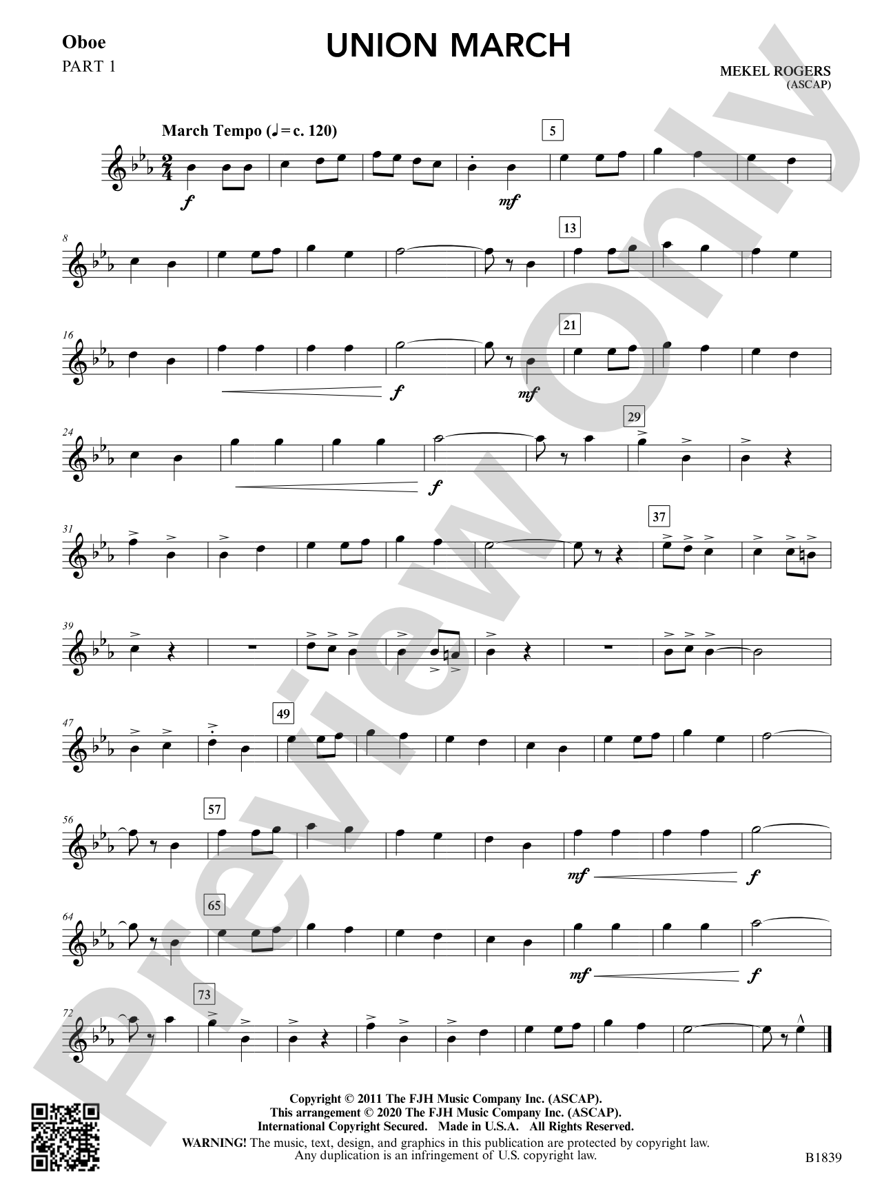 Union March: Part 1 - Oboe