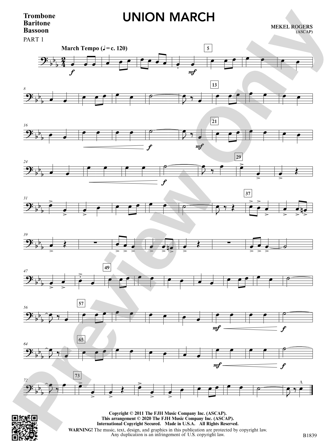 Union March: Part 1 - Trombone / Euphonium / Bassoon