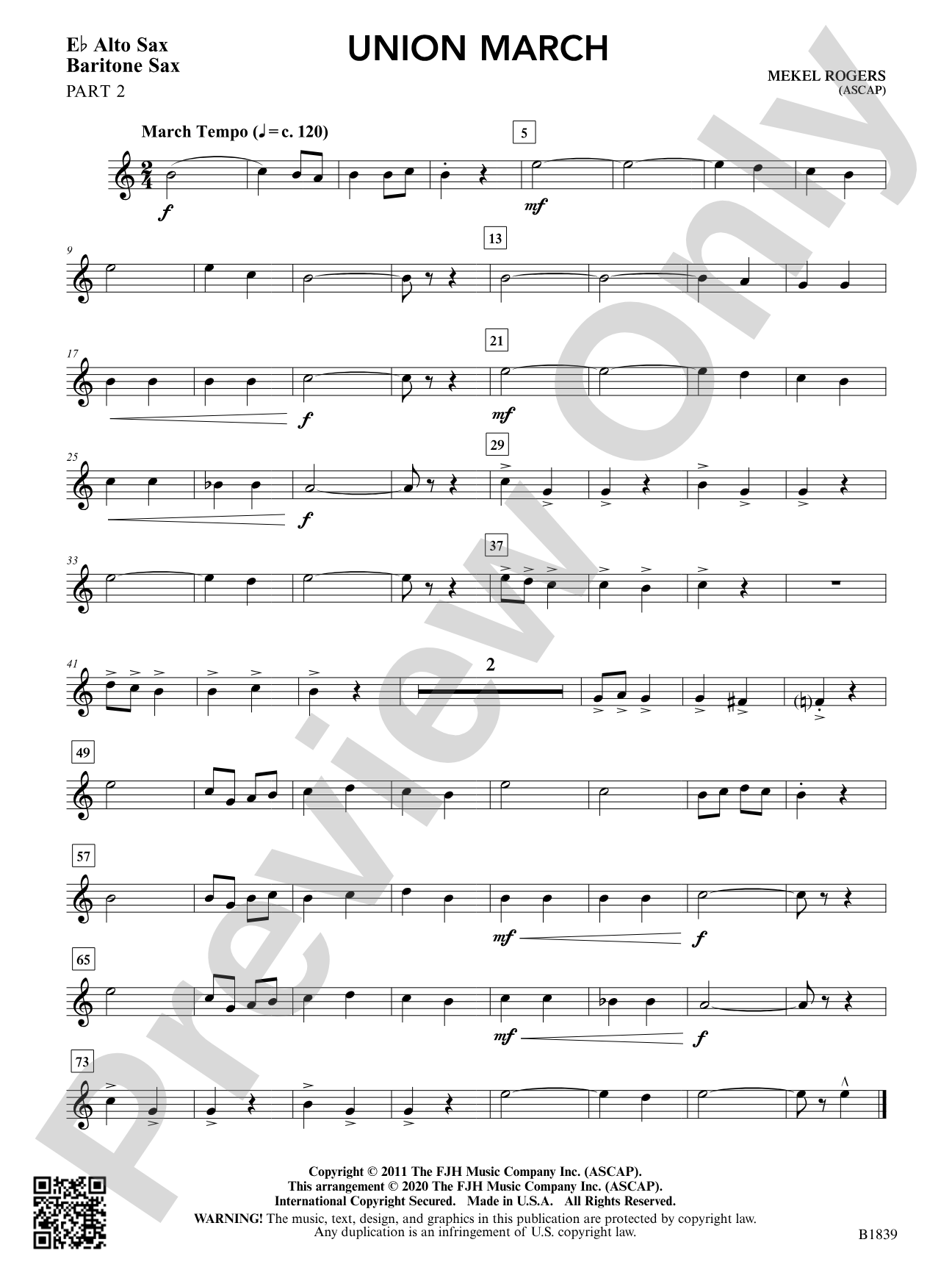 Union March: Part 2 - E-flat Instruments