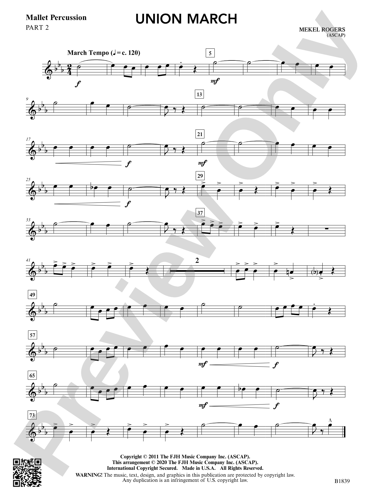 Union March: Part 2 - Mallet Percussion