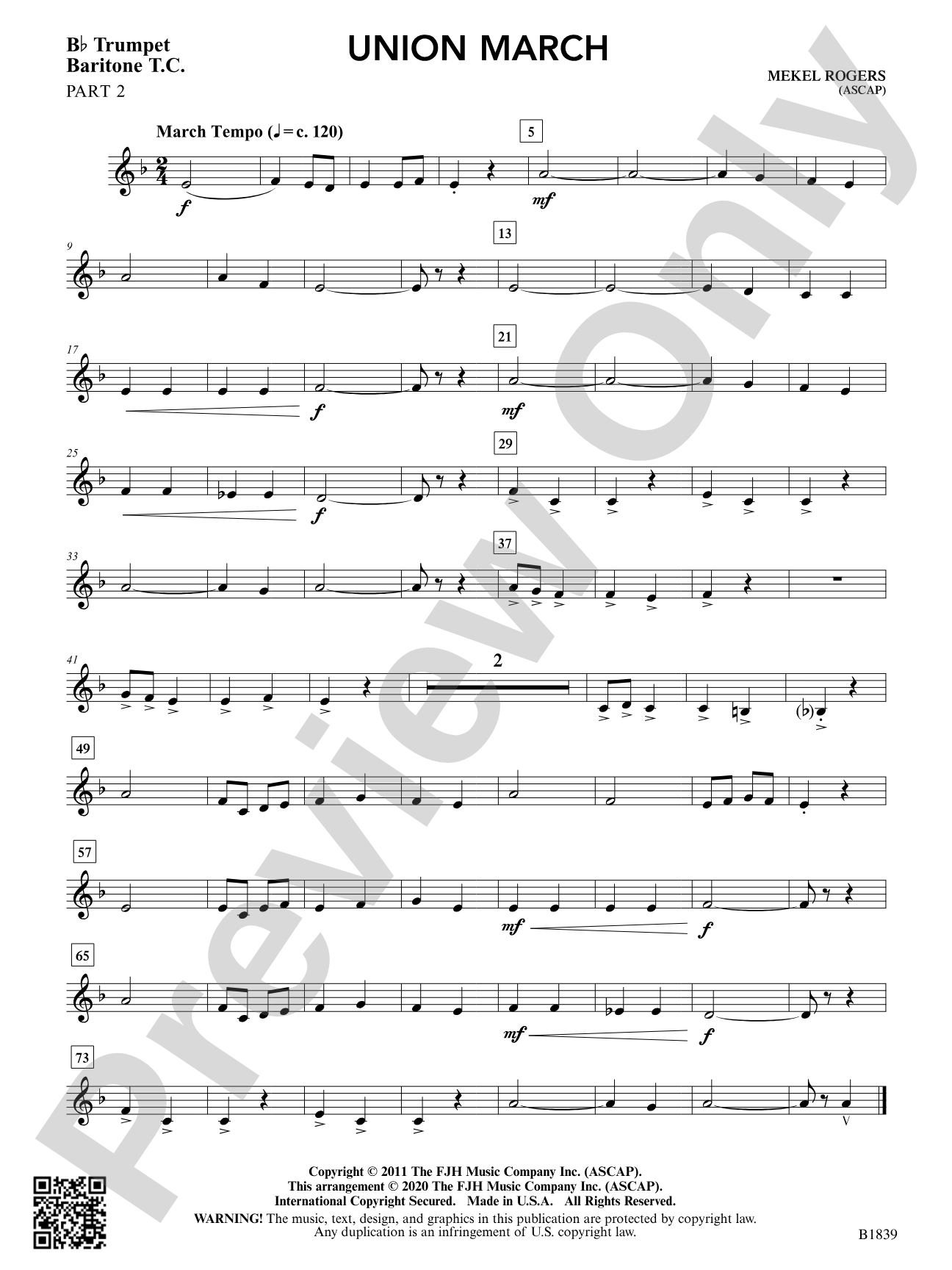 Union March: Part 2 - B-flat Trumpet / Baritone T.C.