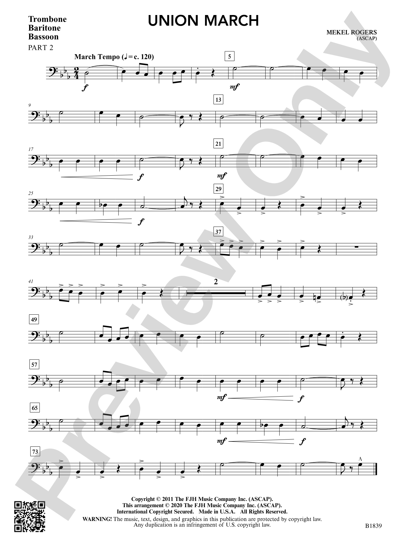 Union March: Part 2 - Trombone / Euphonium / Bassoon