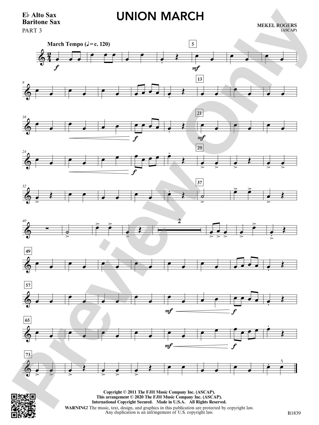 Union March: Part 3 - E-flat Instruments